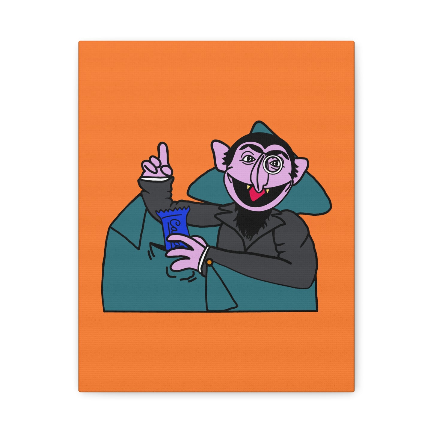 The Count Stealing Candy Canvas Print Orange - Sesame Street The Count Parody Art