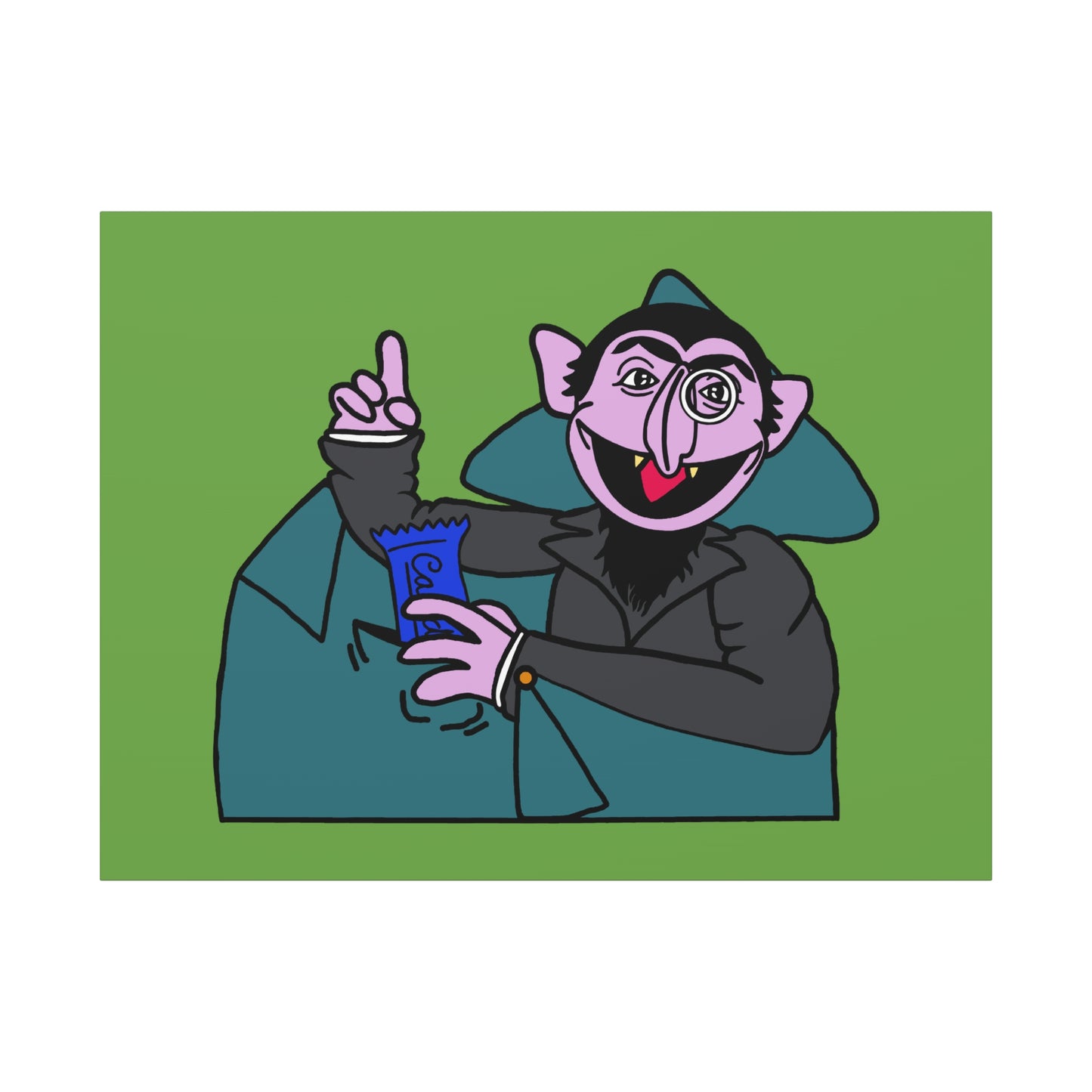 The Count Stealing Candy Canvas Print Green - Sesame Street The Count Parody Art