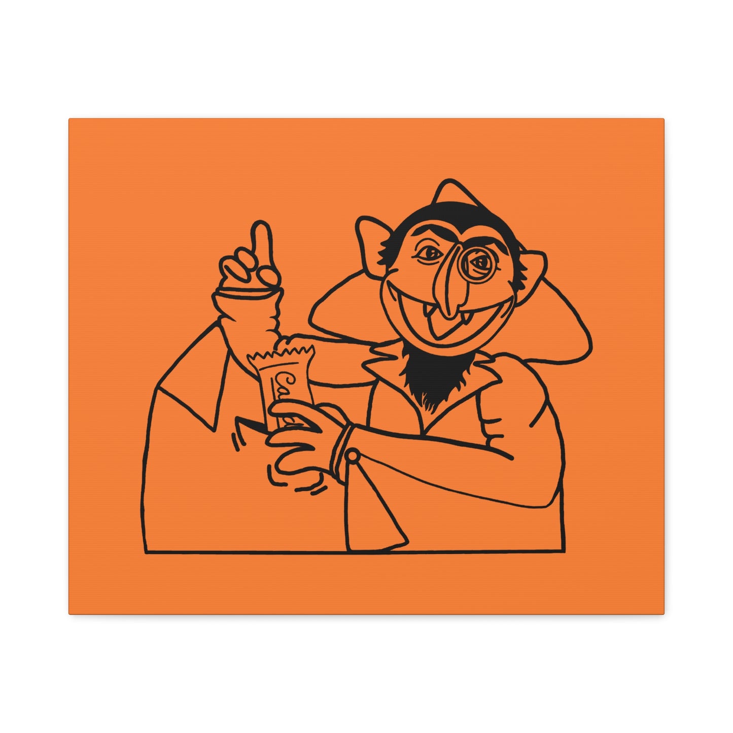 The Count Stealing Candy Outline Canvas Print Light Orange - Sesame Street The Count Parody Art
