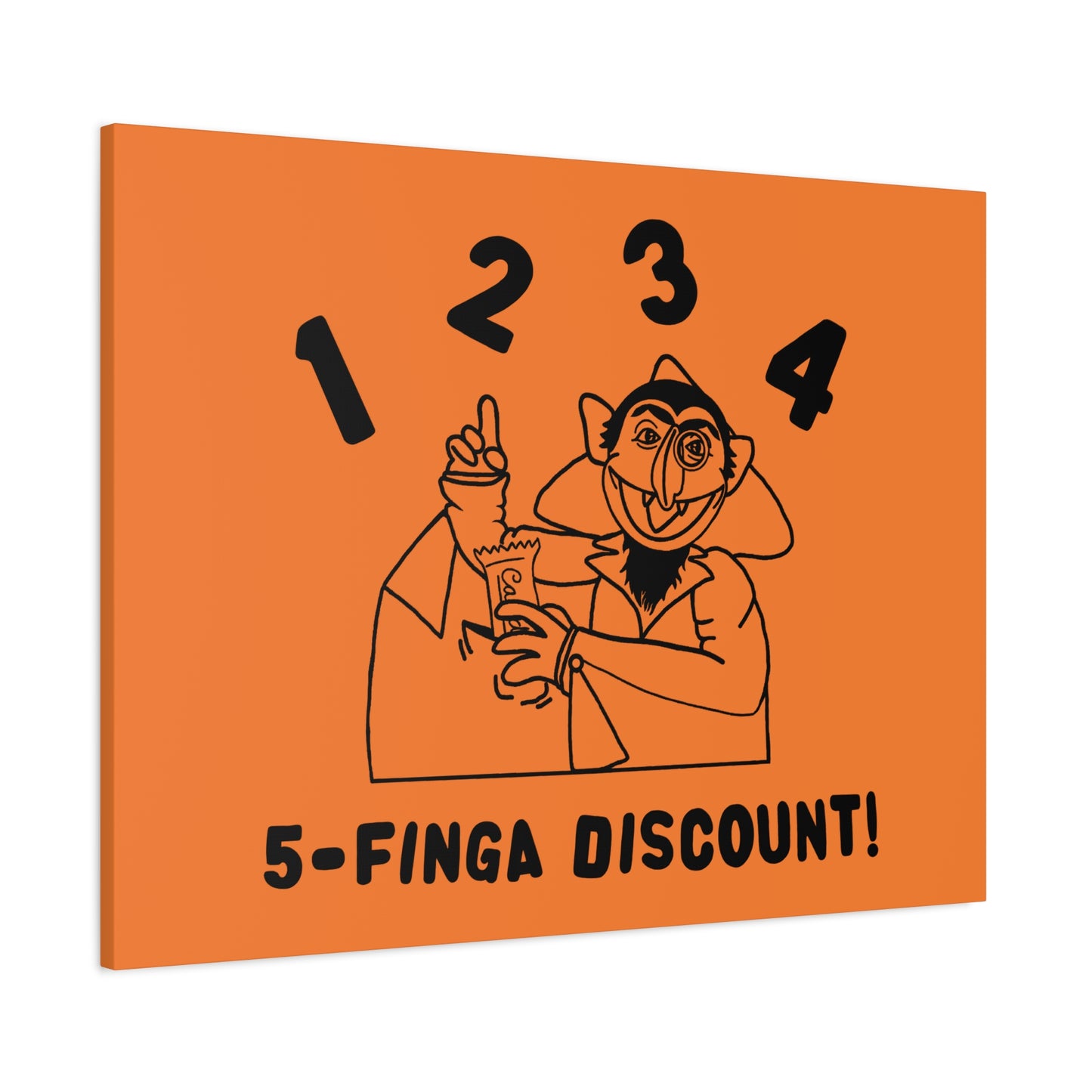 Five Finger Discount Outline Canvas Print Light Orange - Sesame Street The Count Parody Art Print