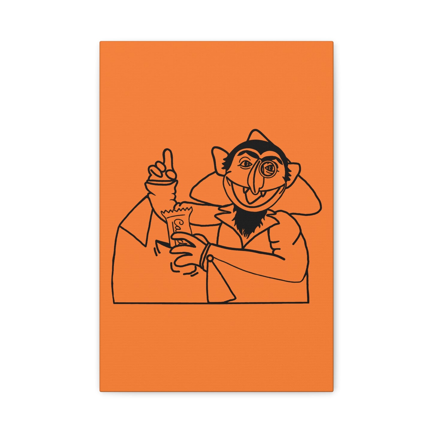 The Count Stealing Candy Outline Canvas Print Light Orange - Sesame Street The Count Parody Art