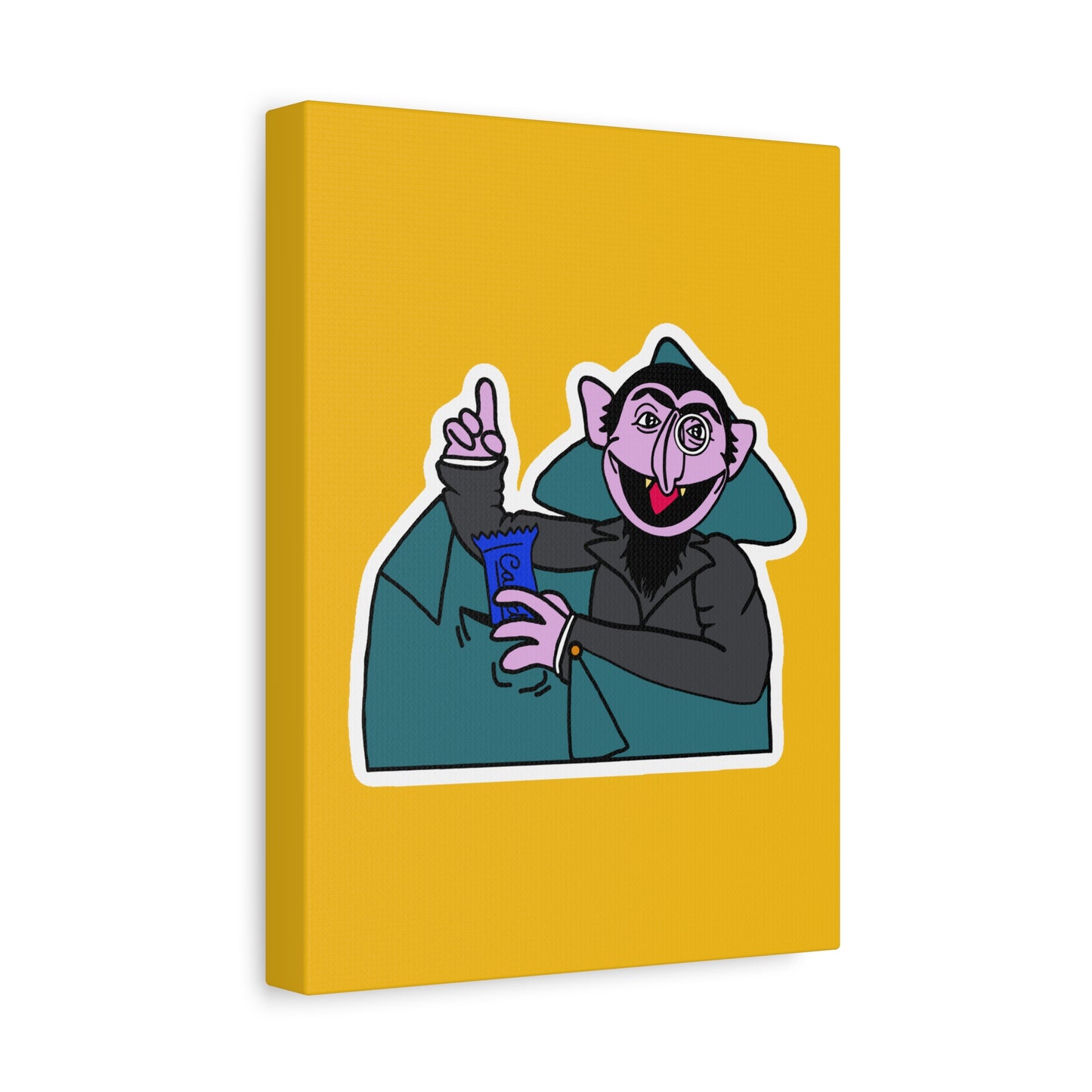 The Count Stealing Candy Canvas Print Yellow - Sesame Street The Count Parody Art