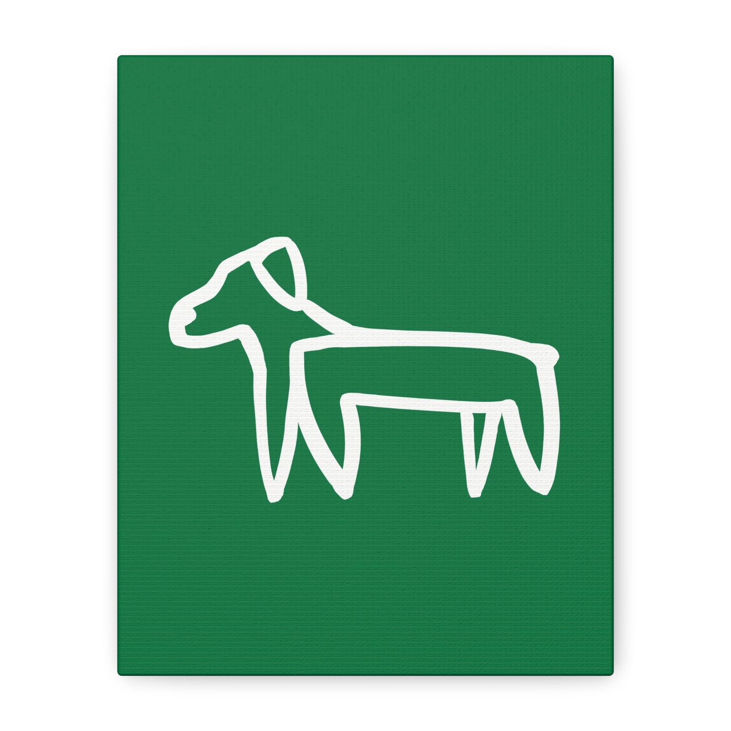 Dog Canvas Print on Green (Transparent Style White Dog) - Dog Art Print