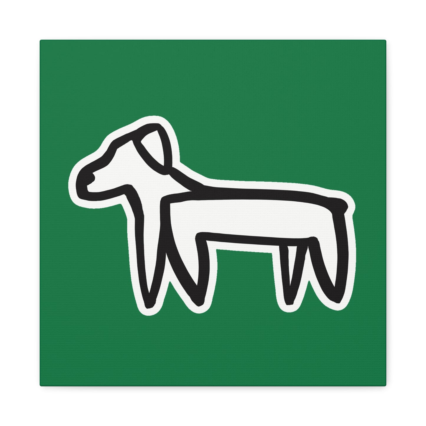 Dog Canvas Print on Green (Sticker Style White Dog) - Dog Art Print