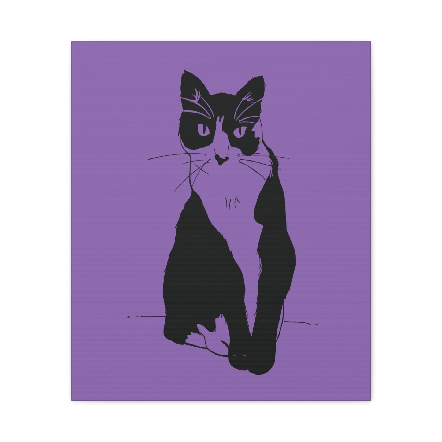 Cat Canvas Print on Purple (Transparent Style Cat) - Cat Drawing Art