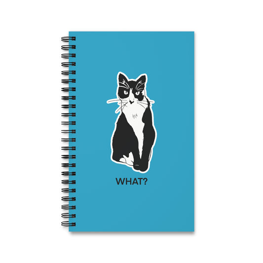 Cattitude Notebook in Turquoise (Sticker Style Cat with Black Writing) - Cat Spiral Notebook