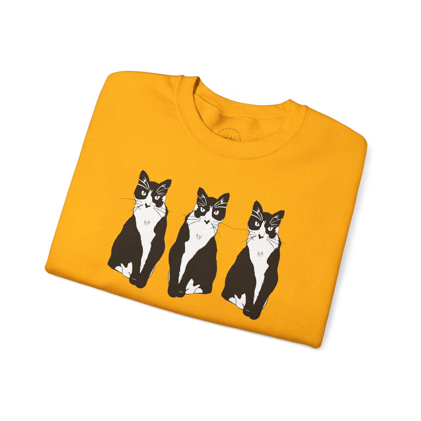 Cat x3 Sweatshirt (B&W Style Cat) - Cat Drawing Sweatshirt