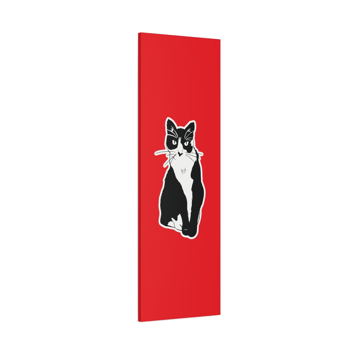 Cat Canvas Print on Red (Sticker Style Cat) - Cat Drawing Art