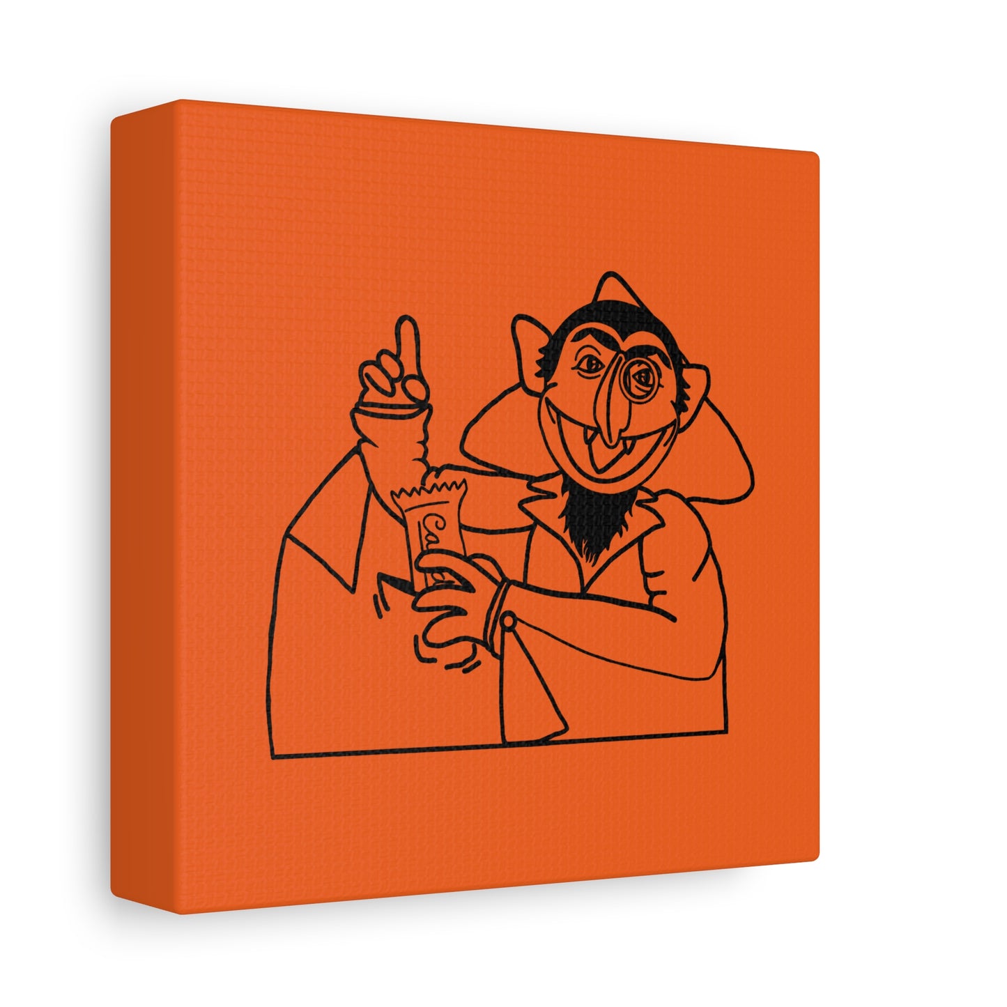 The Count Stealing Candy Outline Canvas Print Orange - Sesame Street The Count Parody Art Print