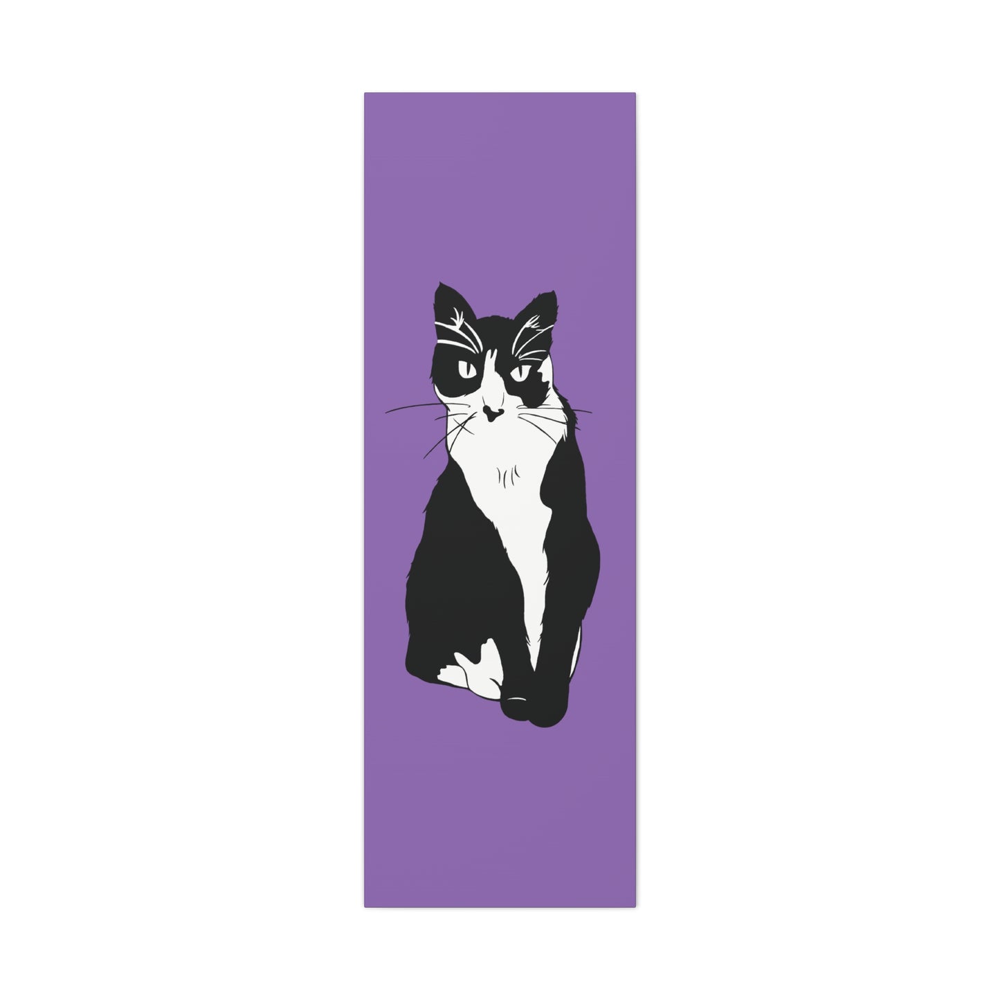 Cat Canvas on Light Purple (B&W Style Cat) - Cat Drawing Art