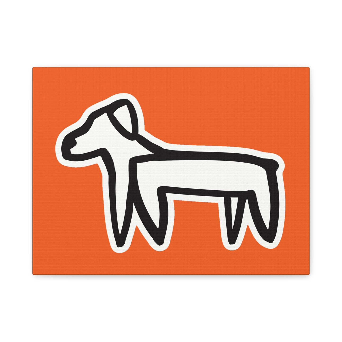 Dog Canvas Print on Orange (Sticker Style White Dog) - Dog Art Print