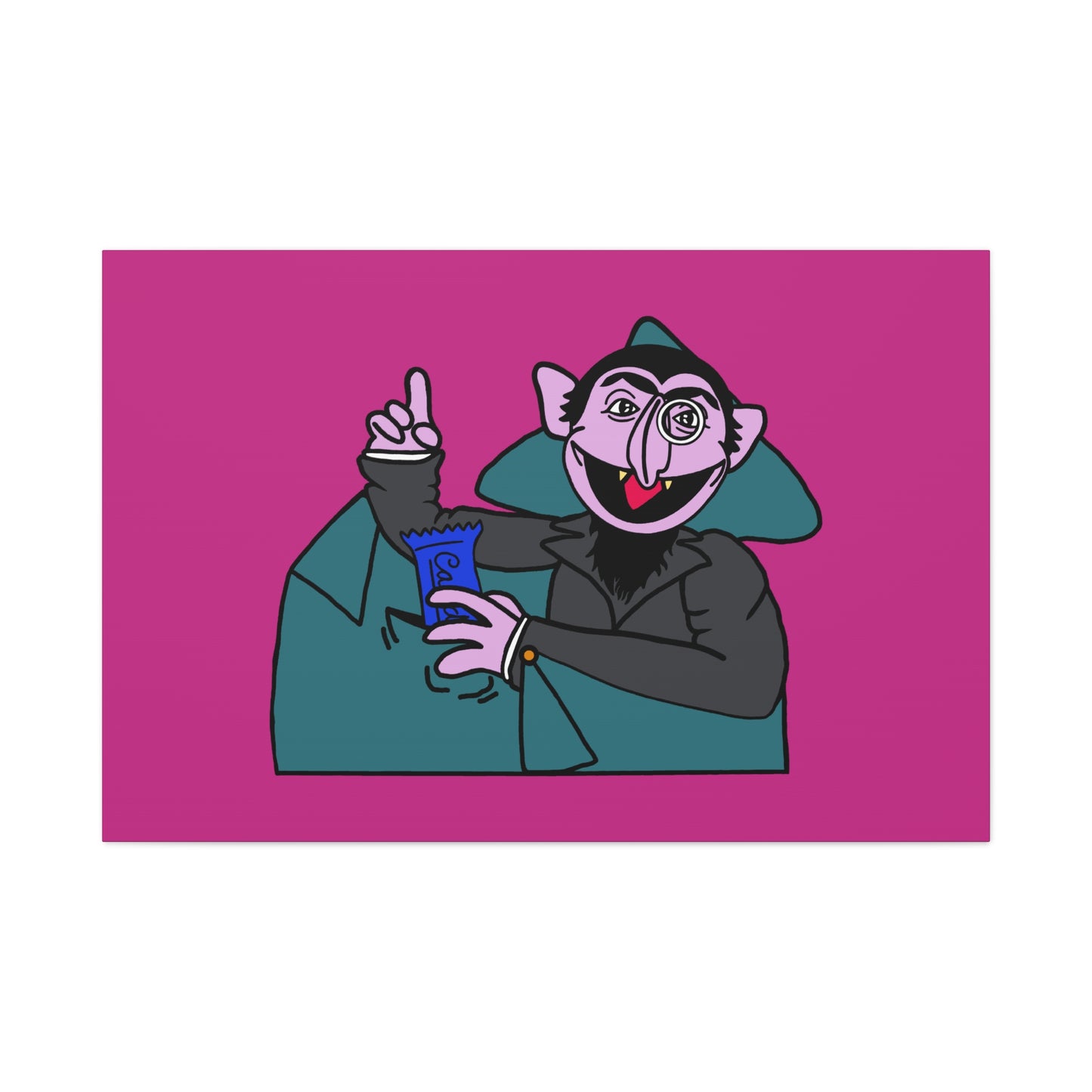 The Count Stealing Candy Canvas Print Pink - Sesame Street The Count Parody Art