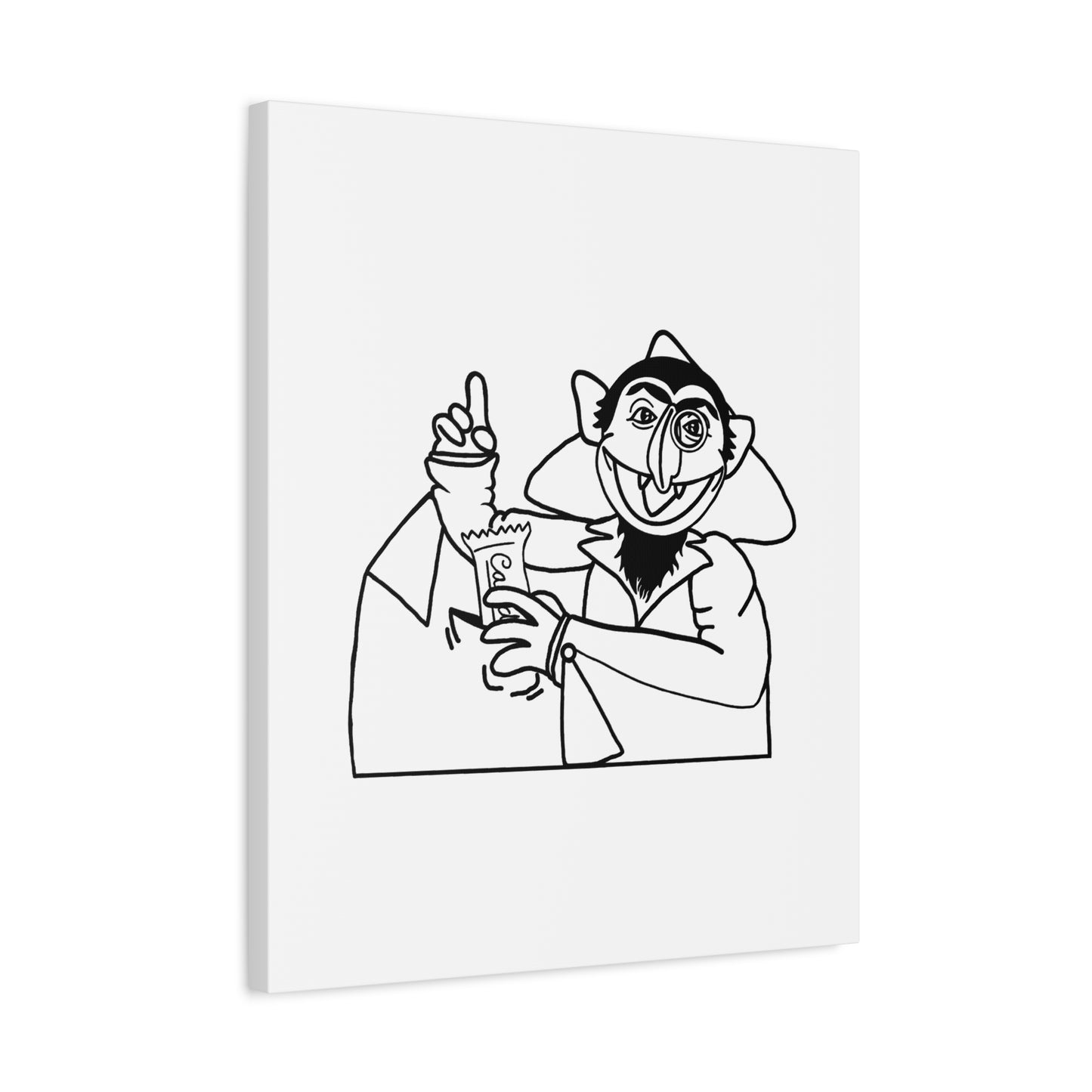 The Count Stealing Candy Outline Canvas Print White - Sesame Street The Count Parody Art