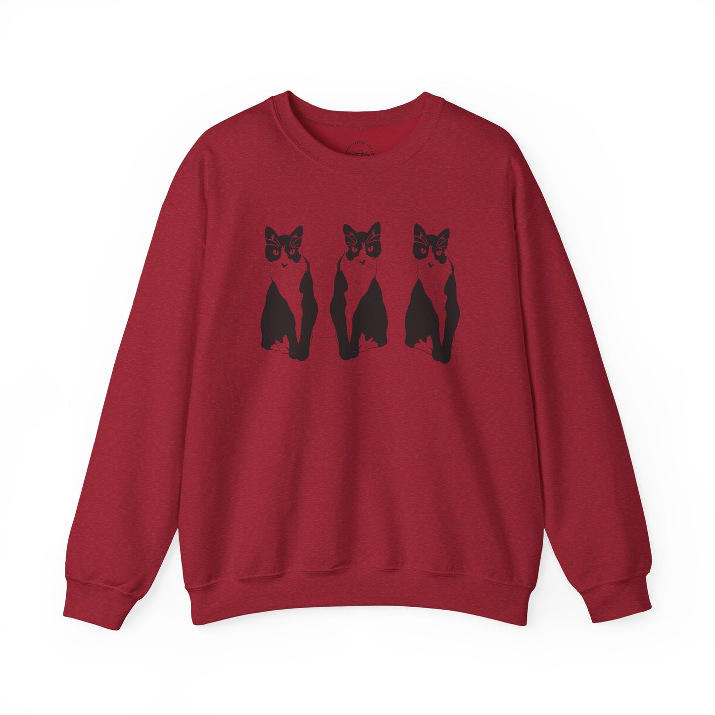 Cat x3 Sweatshirt (Transparent Style Cat) - Cat Drawing Sweatshirt