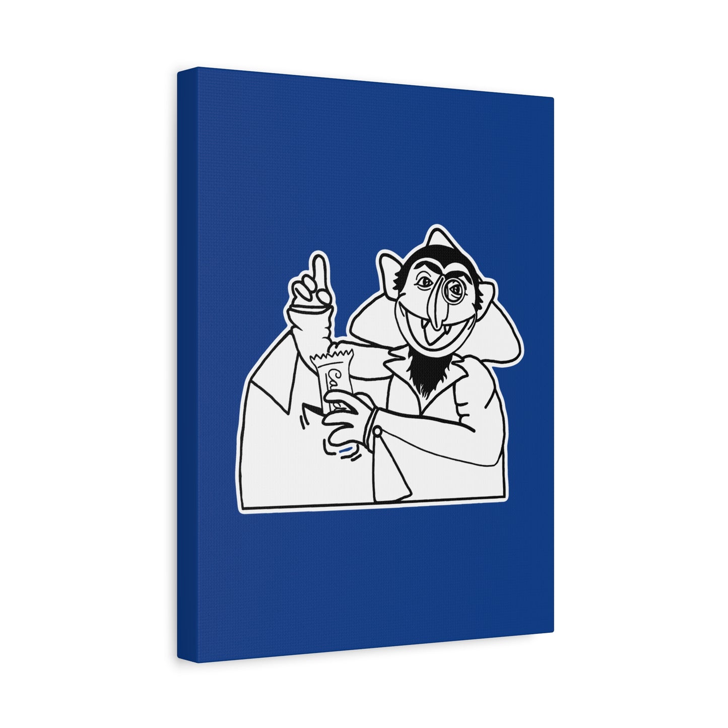 The Count Stealing Candy Outline Canvas Print Dark Blue - Sesame Street The Count Parody Art