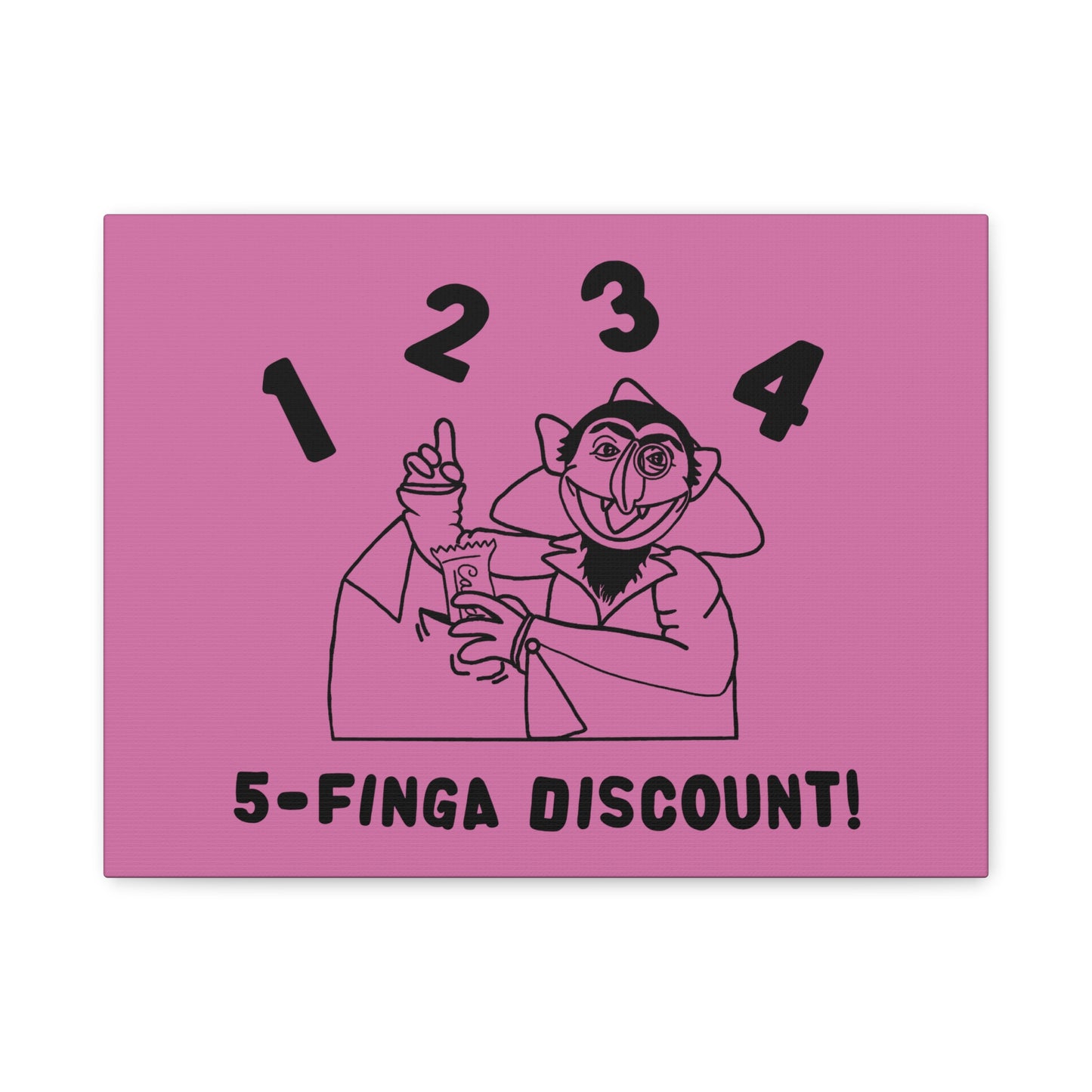 Five Finger Discount Outline Canvas Print Light Pink - Sesame Street The Count Parody Art Print
