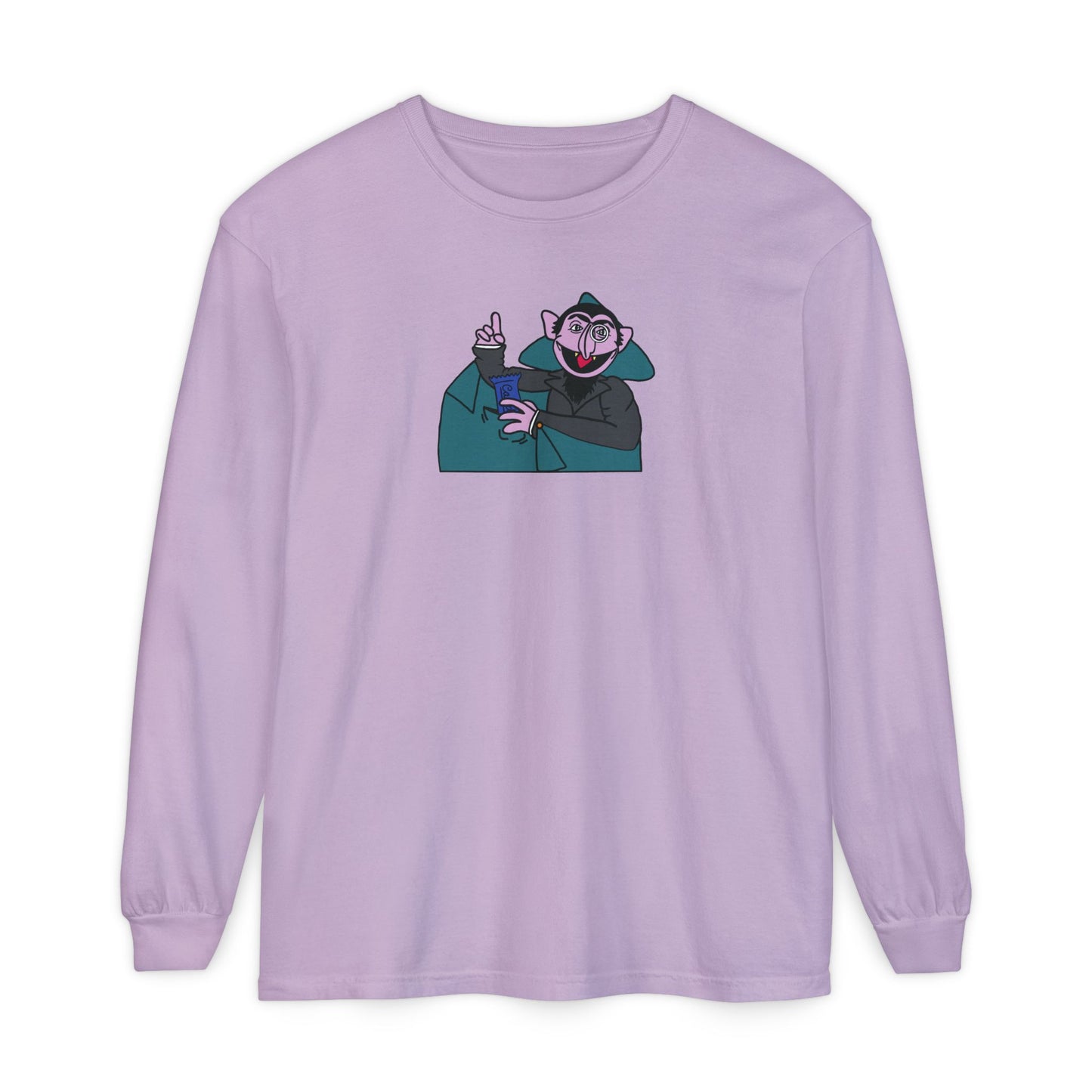The Count Stealing Candy Long Sleeve - Sesame Street The Count Parody Long Sleeve Shirt