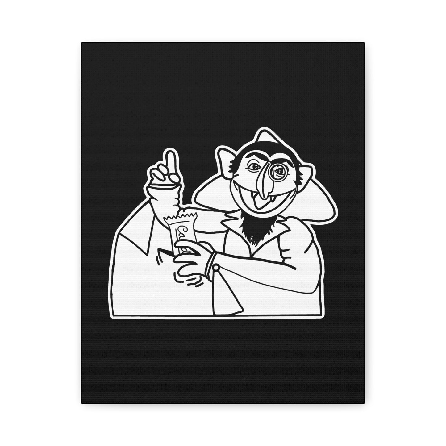 The Count Stealing Candy Outline Canvas Print Black - Sesame Street The Count Parody Canvas Art