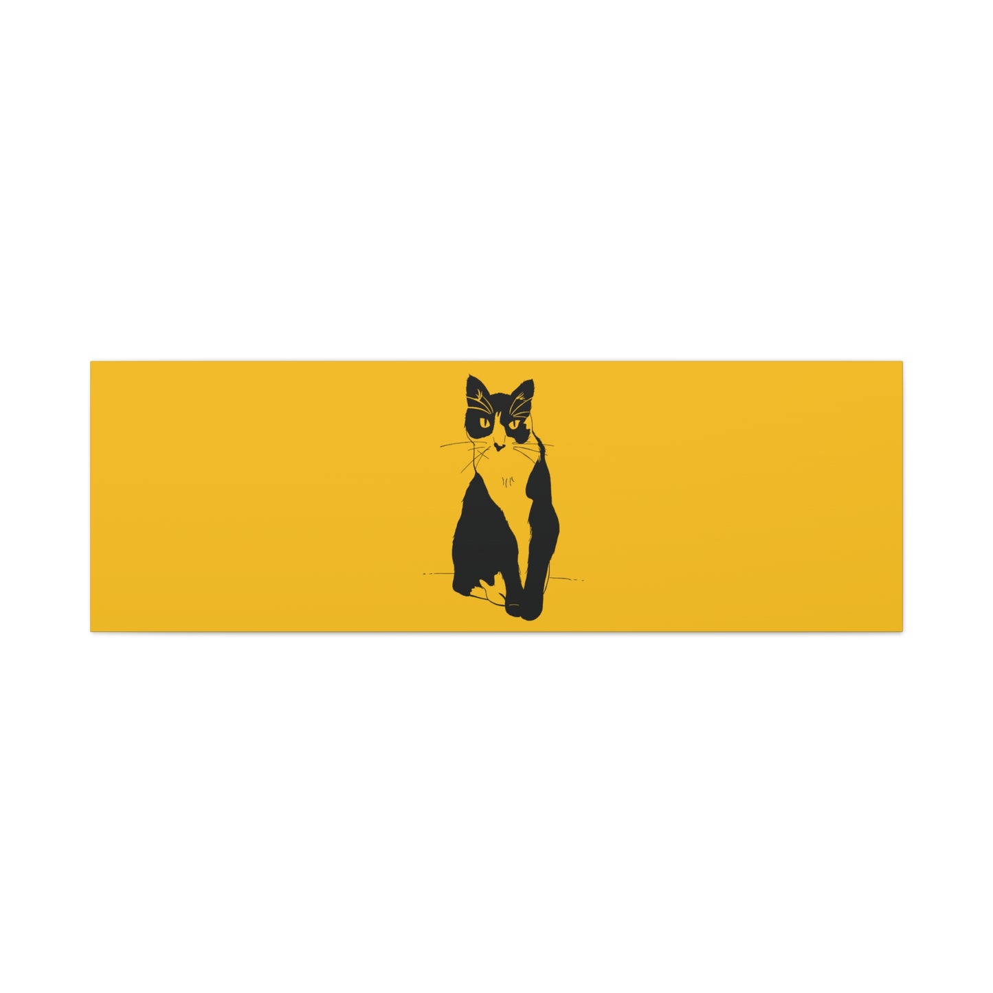 Cat Canvas Print on Yellow (Transparent Style Cat) - Cat Drawing Art