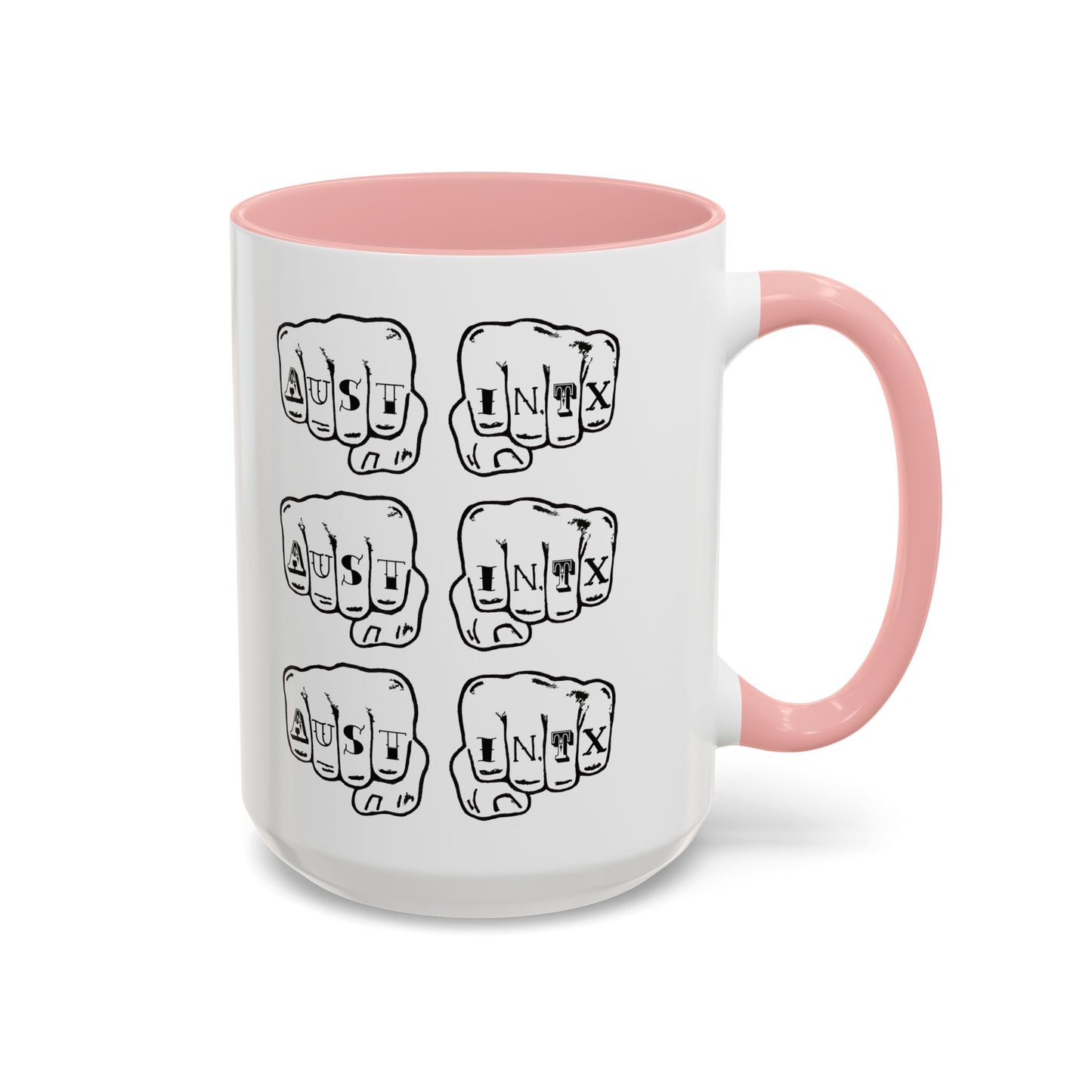 Austin Knuckle Tats Tattooed Fists Accent Mug Fists Stack Edition