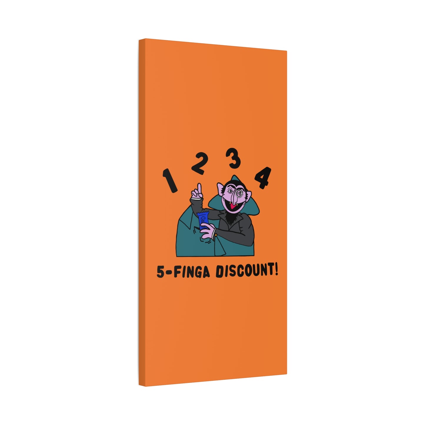 Five Finger Discount Canvas Print Light Orange - Sesame Street The Count Parody Art Print