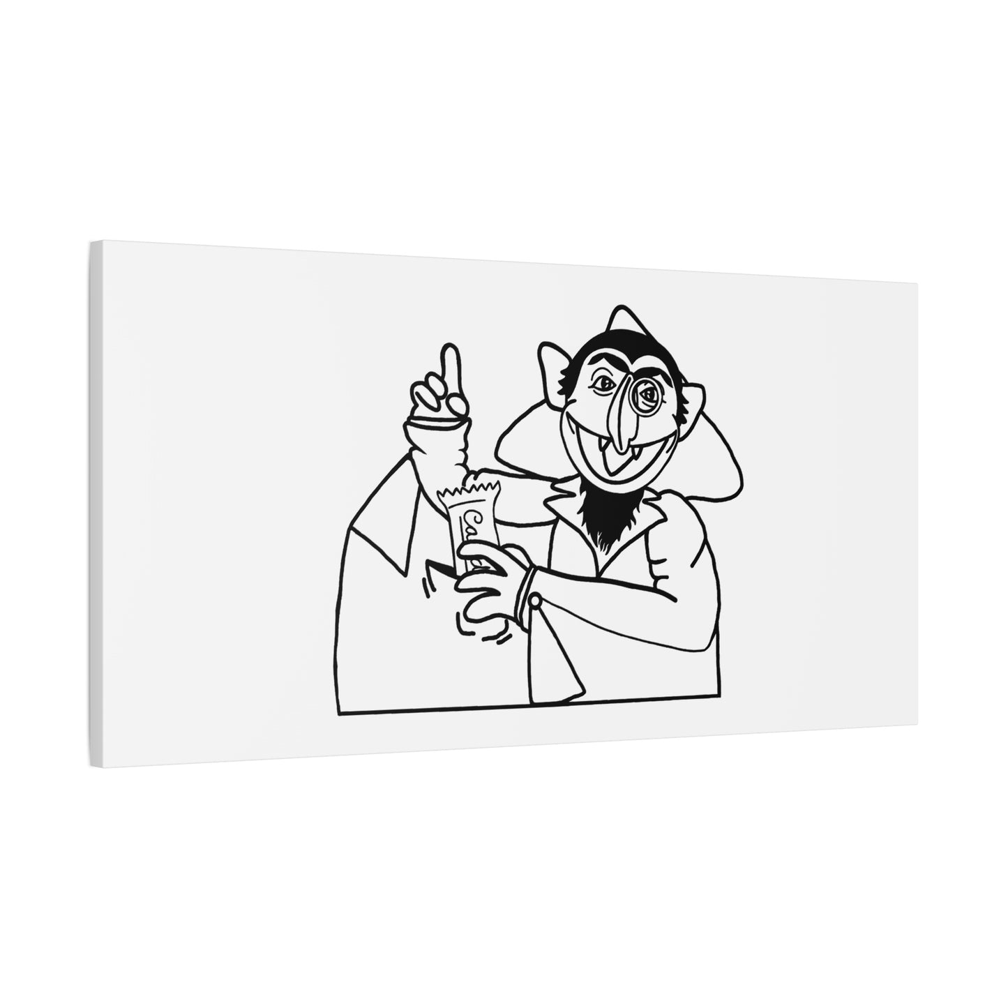 The Count Stealing Candy Outline Canvas Print White - Sesame Street The Count Parody Art