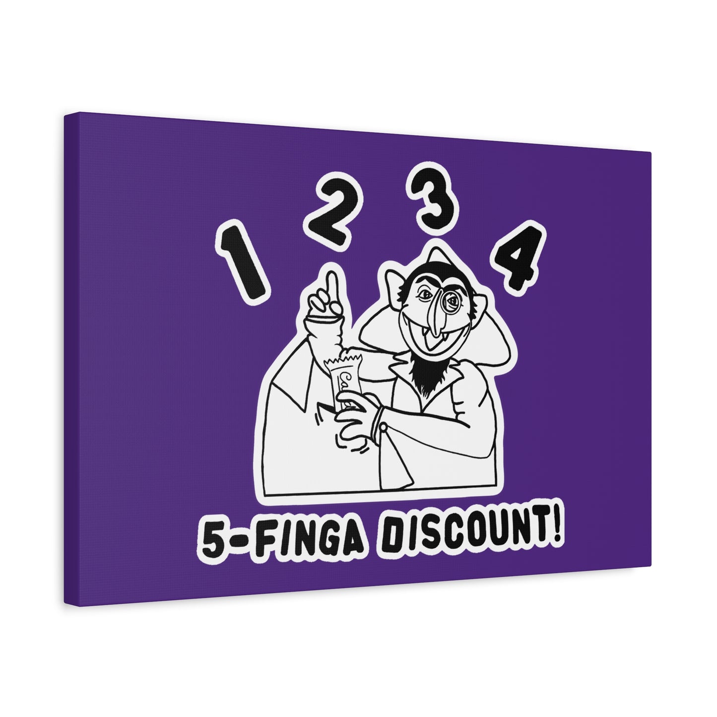 Five Finger Discount Outline Canvas Print Purple - Sesame Street The Count Parody Art Print
