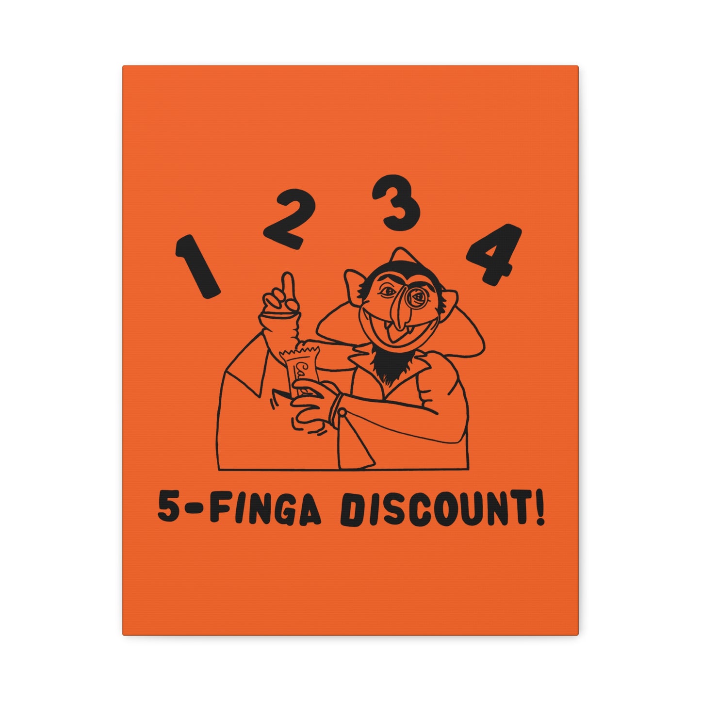 Five Finger Discount Outline Canvas Print Orange - Sesame Street The Count Parody Art Print