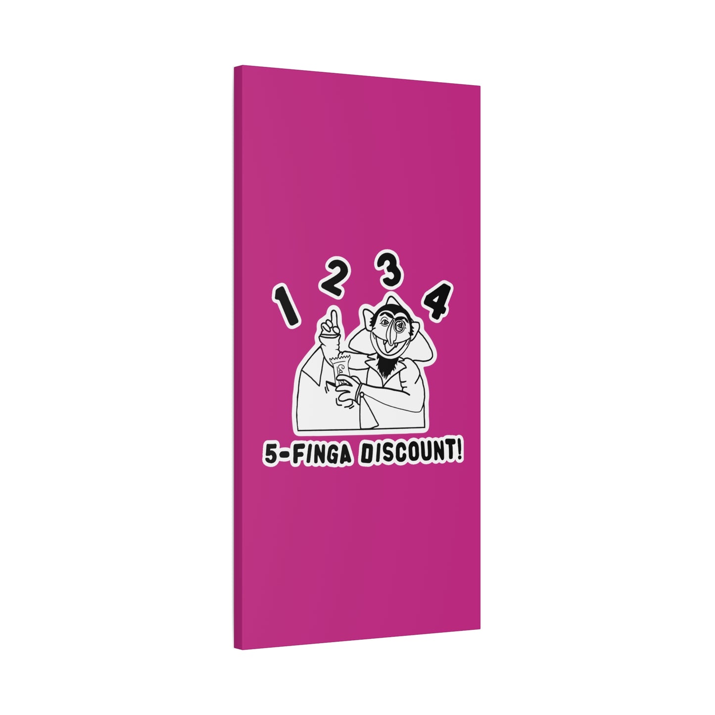 Five Finger Discount Outline Canvas Print Pink - Sesame Street The Count Parody Art Print