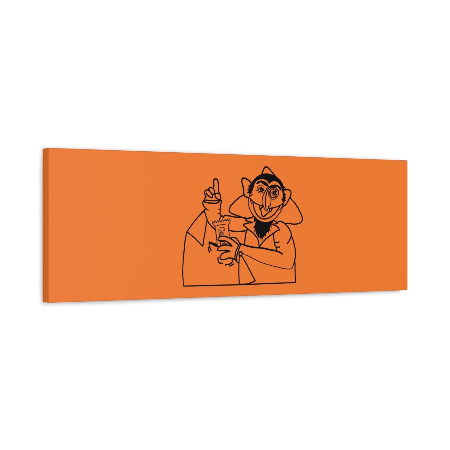 The Count Stealing Candy Outline Canvas Print Light Orange - Sesame Street The Count Parody Art