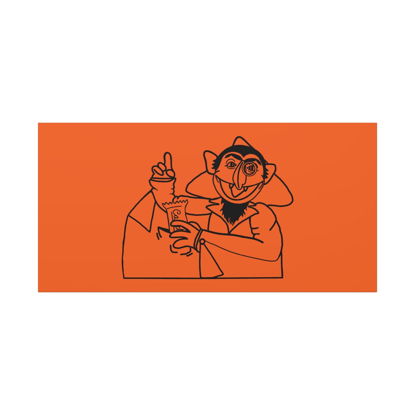 The Count Stealing Candy Outline Canvas Print Orange - Sesame Street The Count Parody Art Print