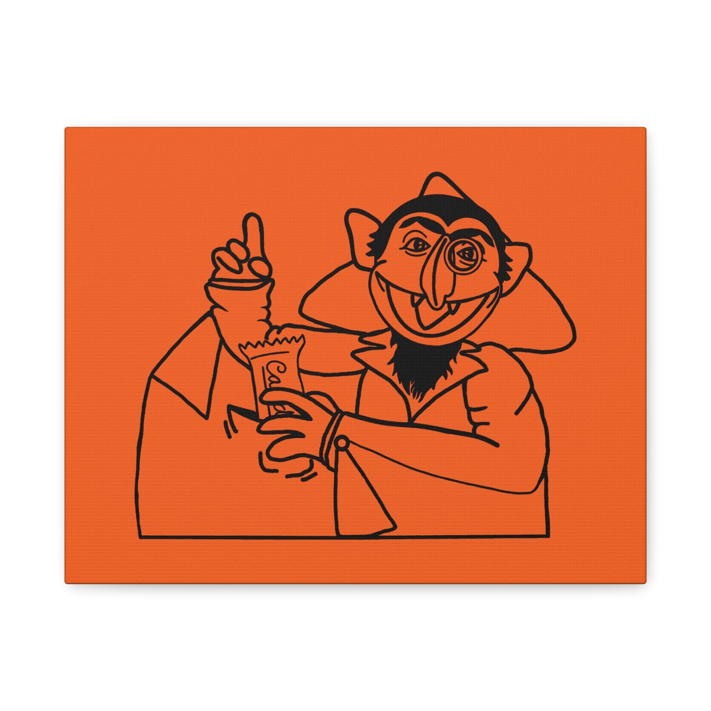 The Count Stealing Candy Outline Canvas Print Orange - Sesame Street The Count Parody Art Print