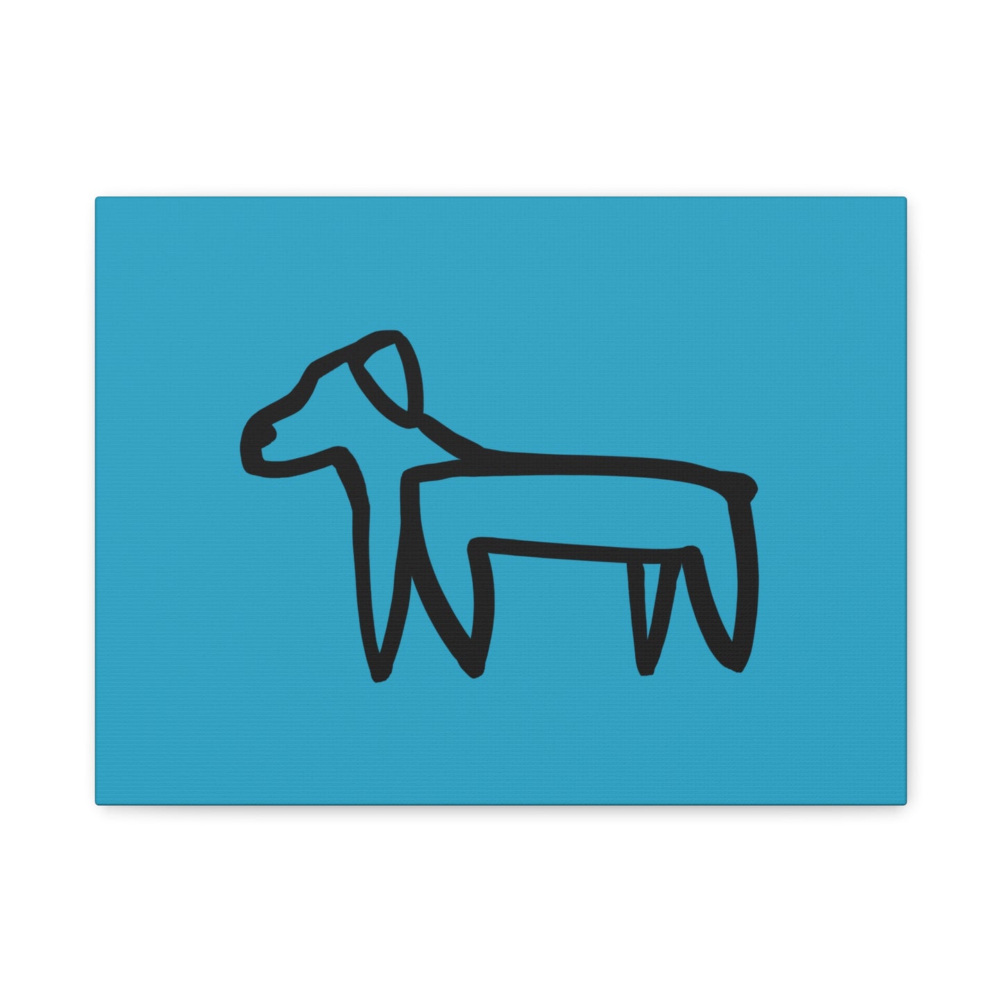 Dog Canvas Print on Turquoise (Transparent Style Black Dog) - Dog Drawing Canvas