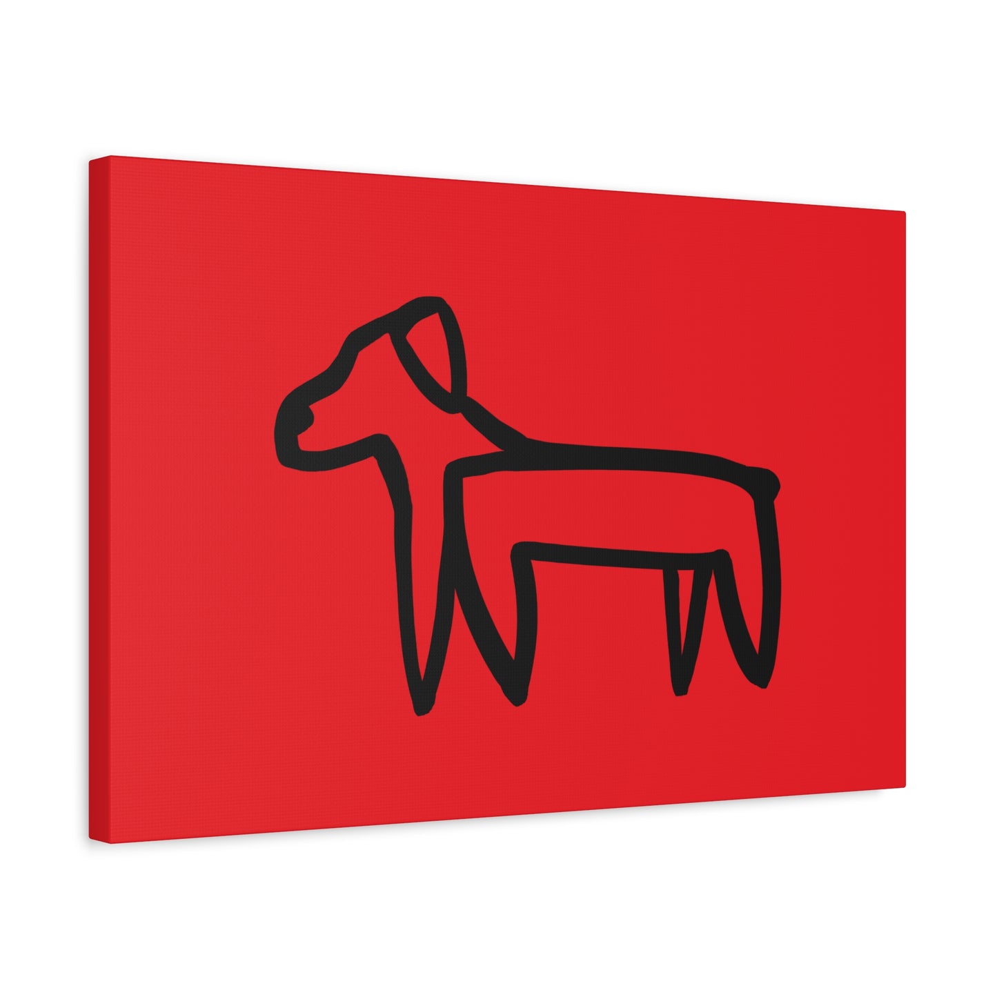 Dog Canvas Print on Red (Transparent Style Black Dog) - Dog Drawing Canvas