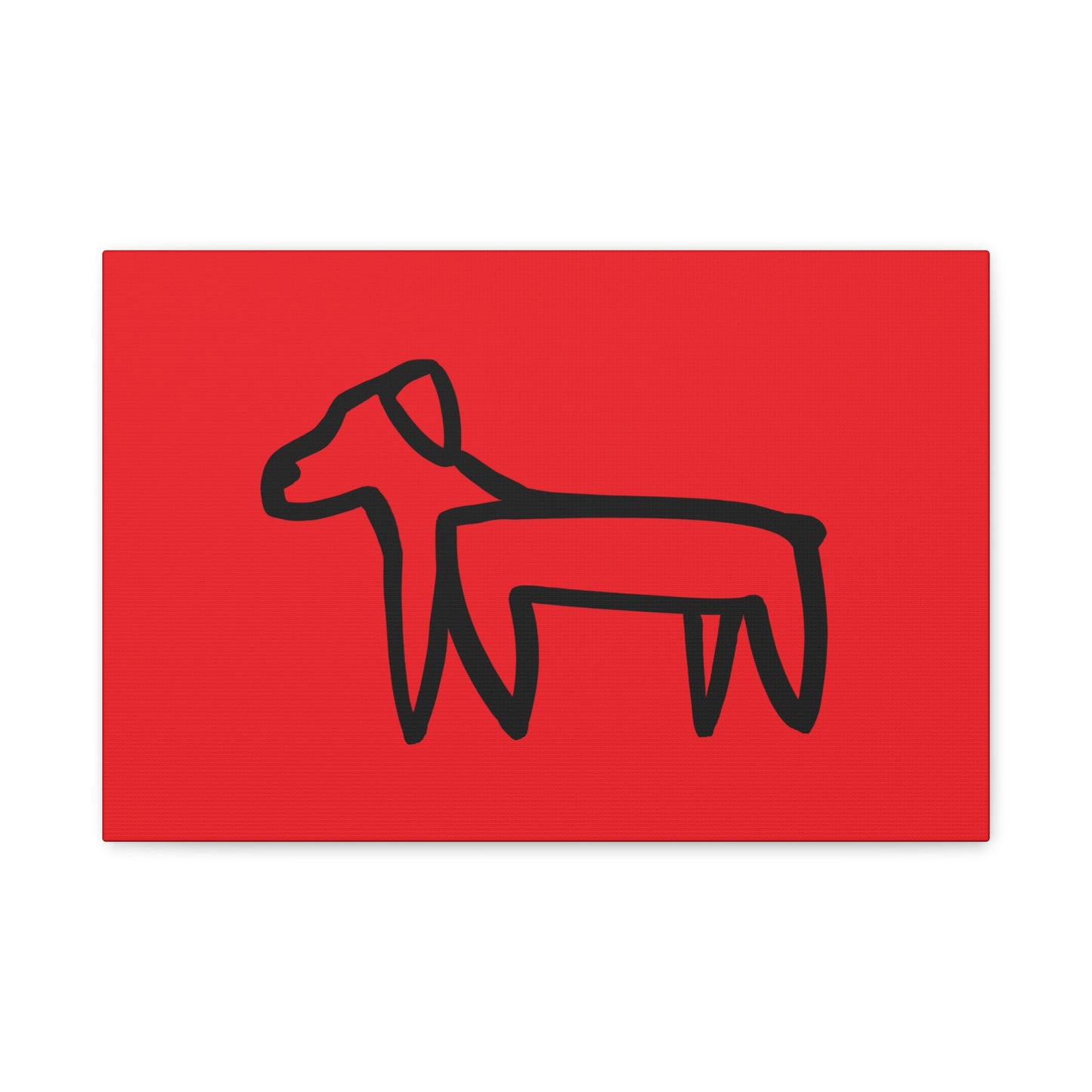 Dog Canvas Print on Red (Transparent Style Black Dog) - Dog Drawing Canvas