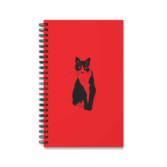 Cat Notebook in Red (Transparent Style Cat) - Cat Spiral Notebook