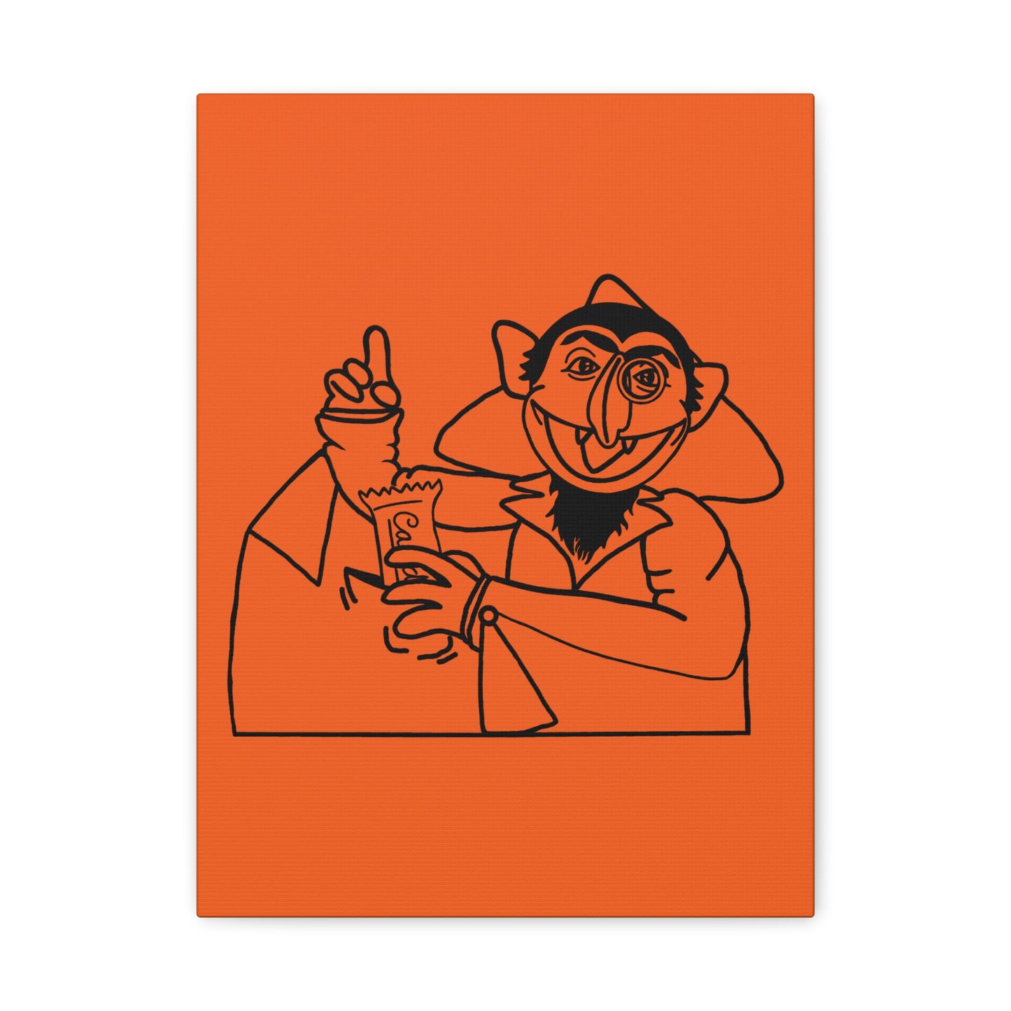 The Count Stealing Candy Outline Canvas Print Orange - Sesame Street The Count Parody Art Print