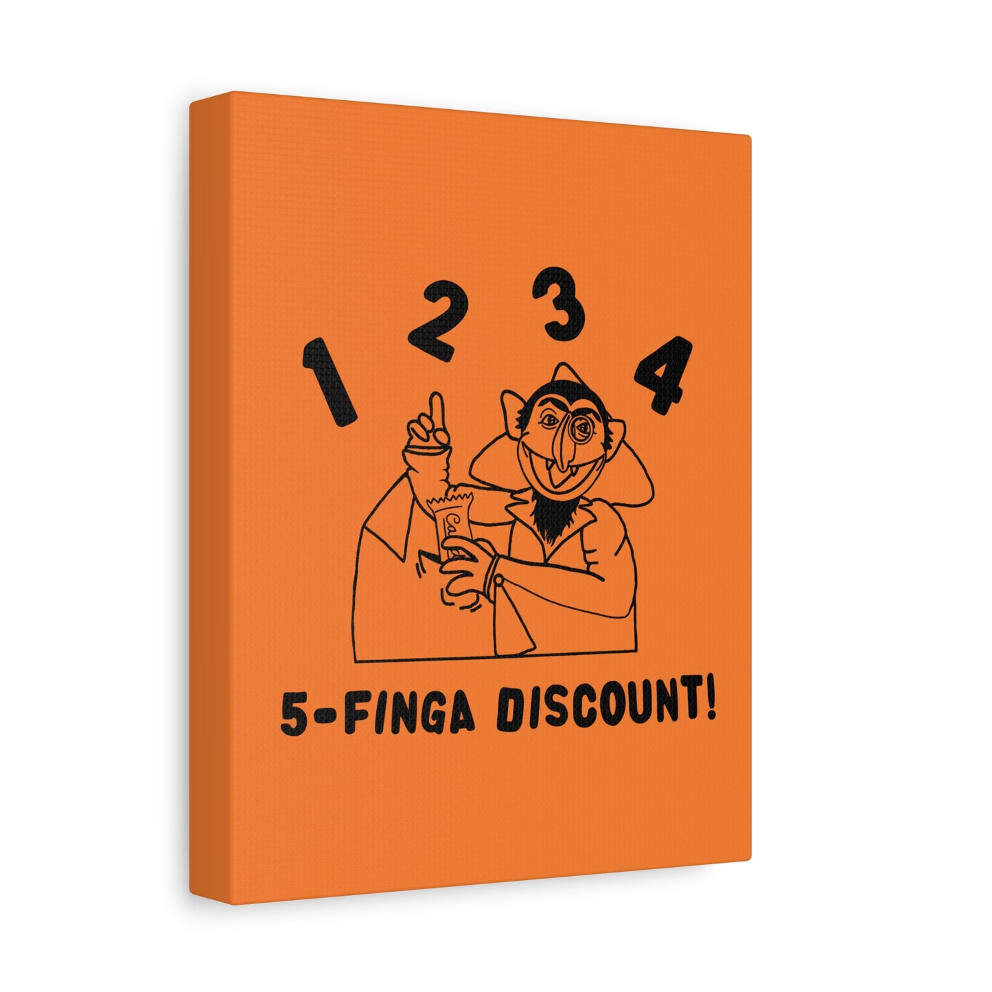 Five Finger Discount Outline Canvas Print Light Orange - Sesame Street The Count Parody Art Print