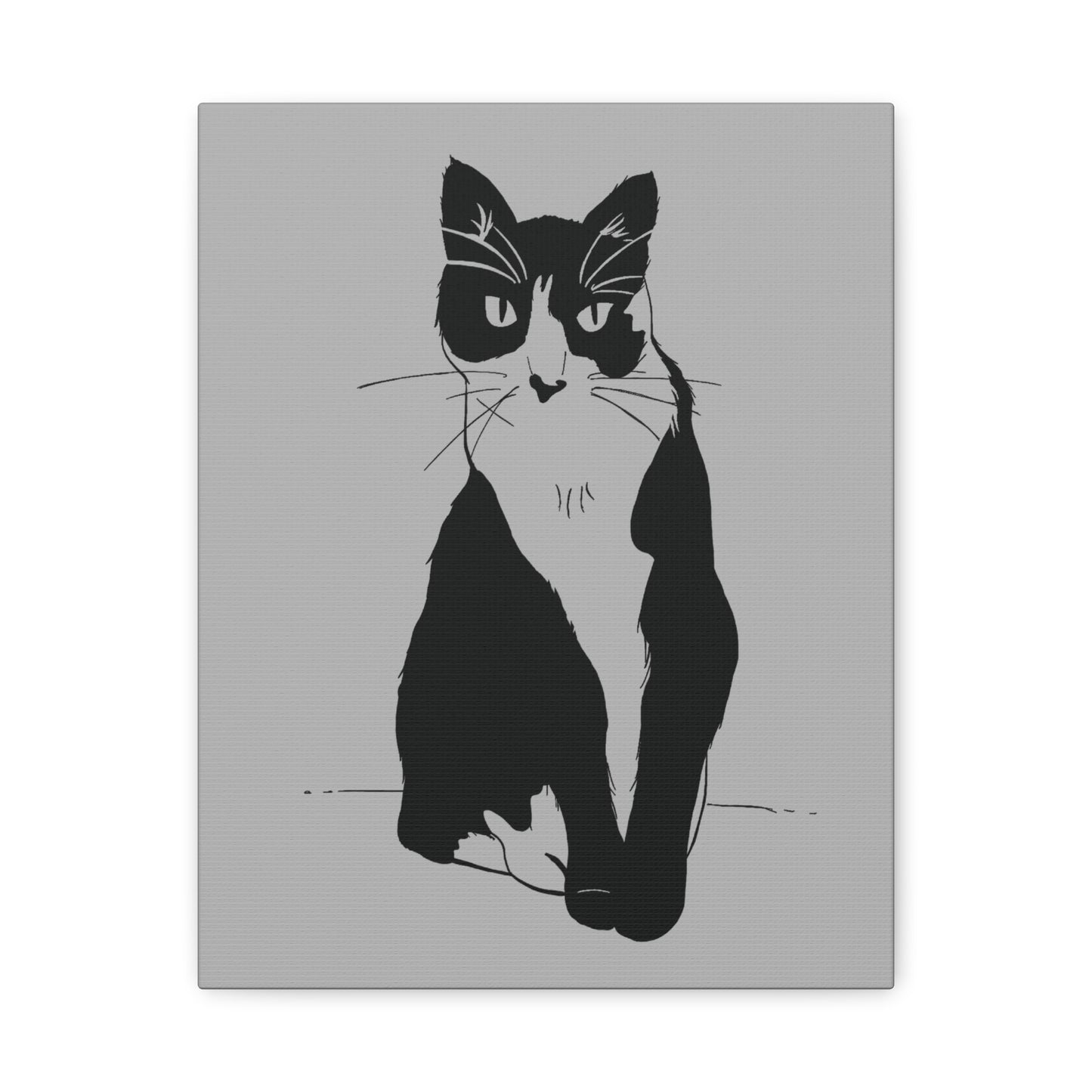 Cat Canvas Print on Grey (Transparent Style Cat) - Cat Drawing Art