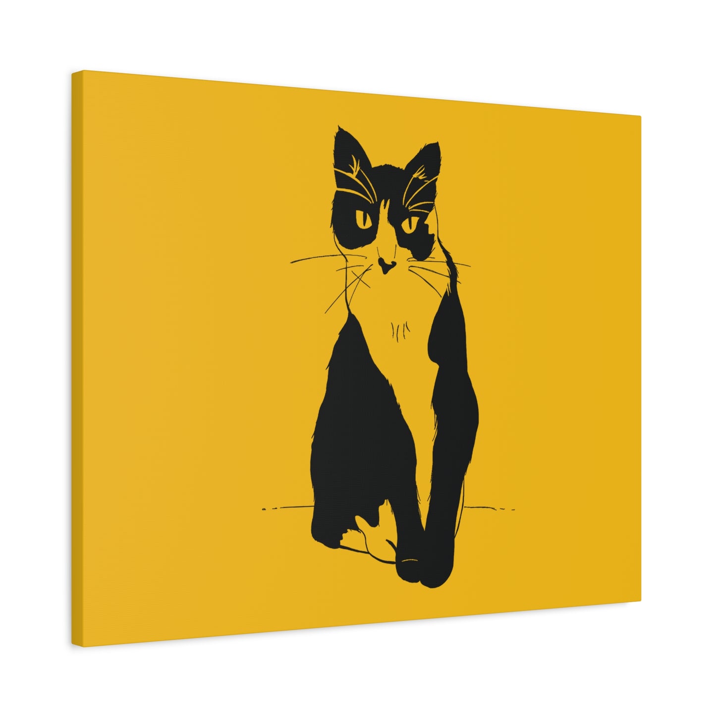 Cat Canvas Print on Yellow (Transparent Style Cat) - Cat Drawing Art