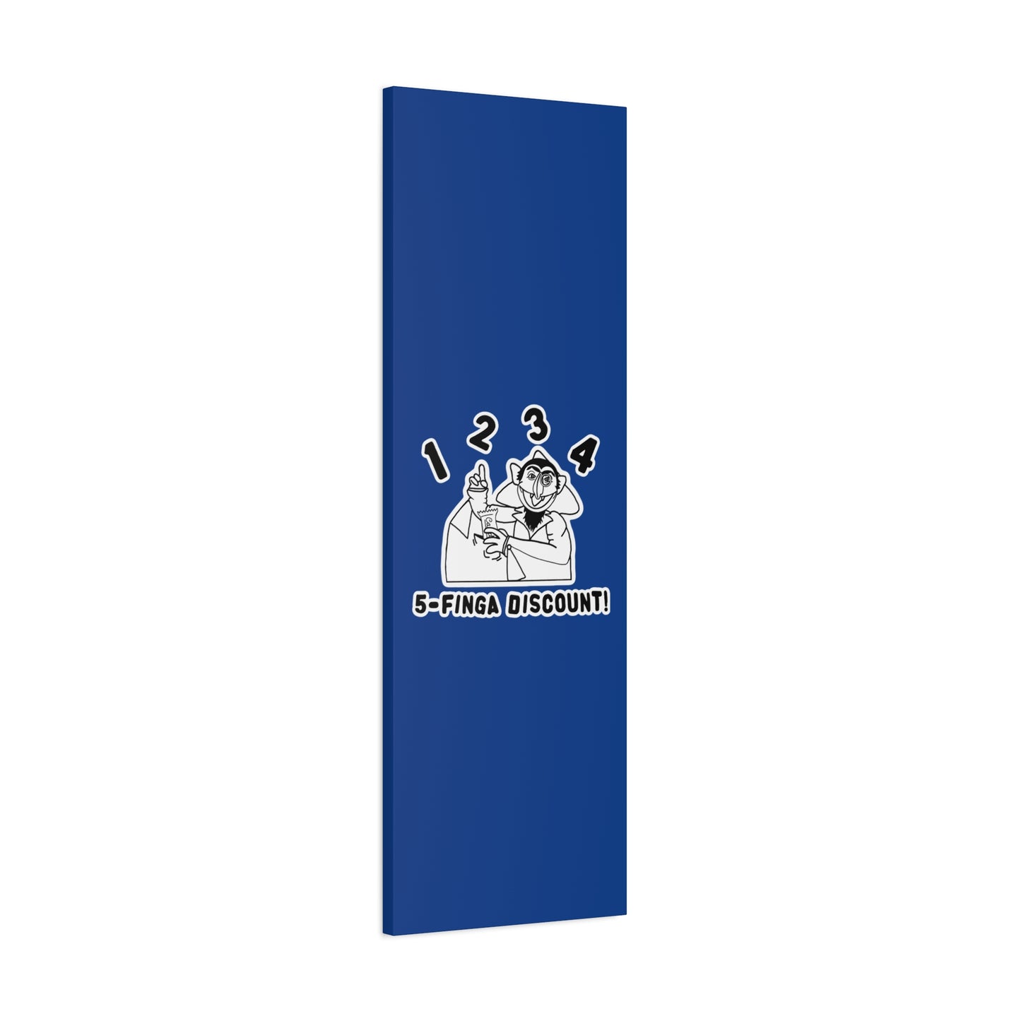 Five Finger Discount Outline Canvas Print Dark Blue - Sesame Street The Count Parody Art Print
