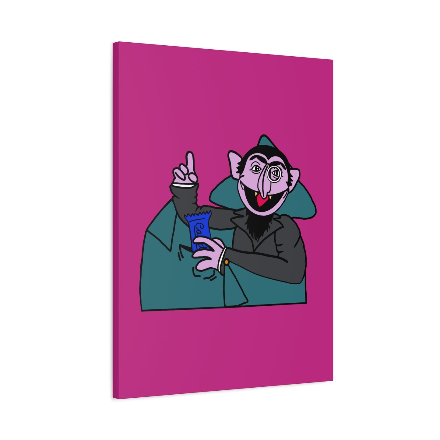 The Count Stealing Candy Canvas Print Pink - Sesame Street The Count Parody Art