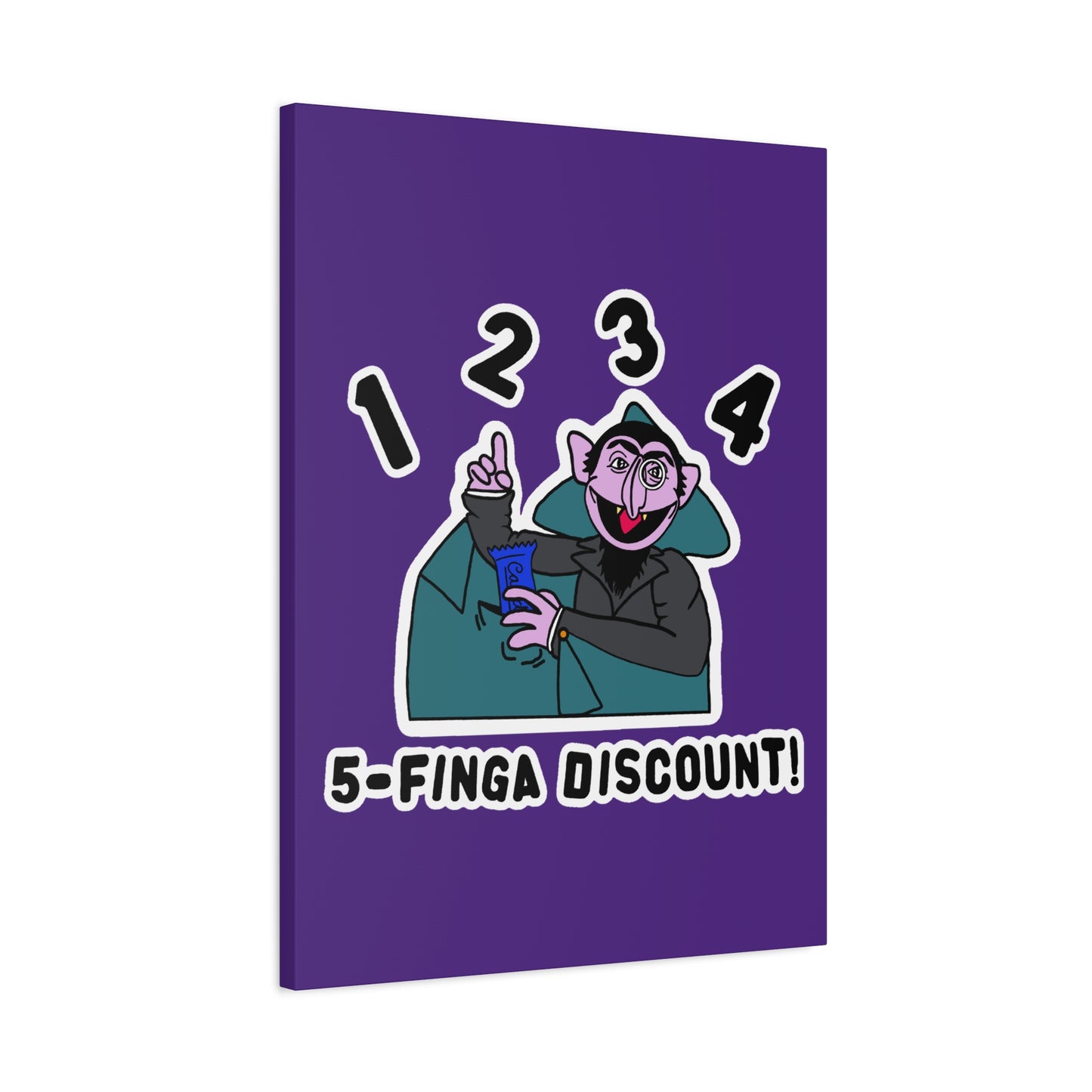Five Finger Discount Canvas Print Light Purple - Sesame Street The Count Parody Art Print