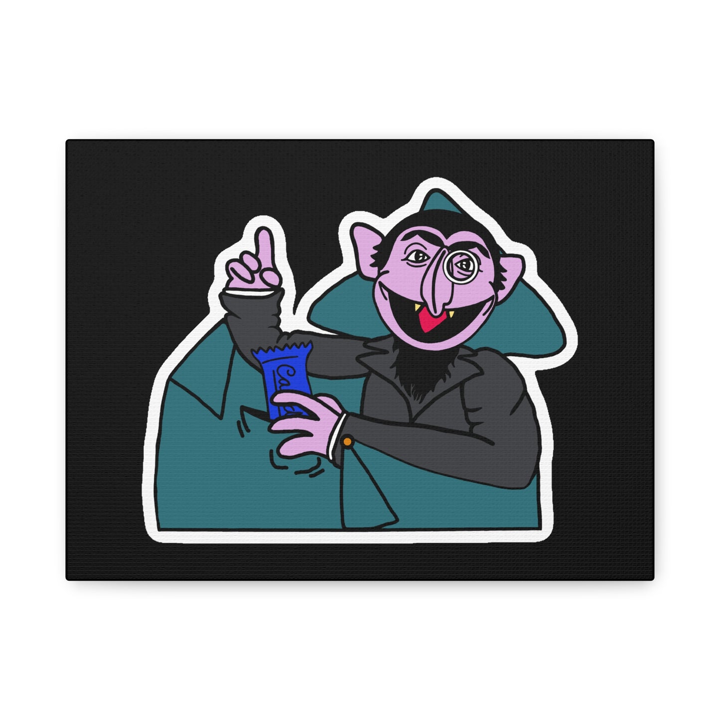 The Count Stealing Candy Canvas Print Black - Sesame Street The Count Parody Art