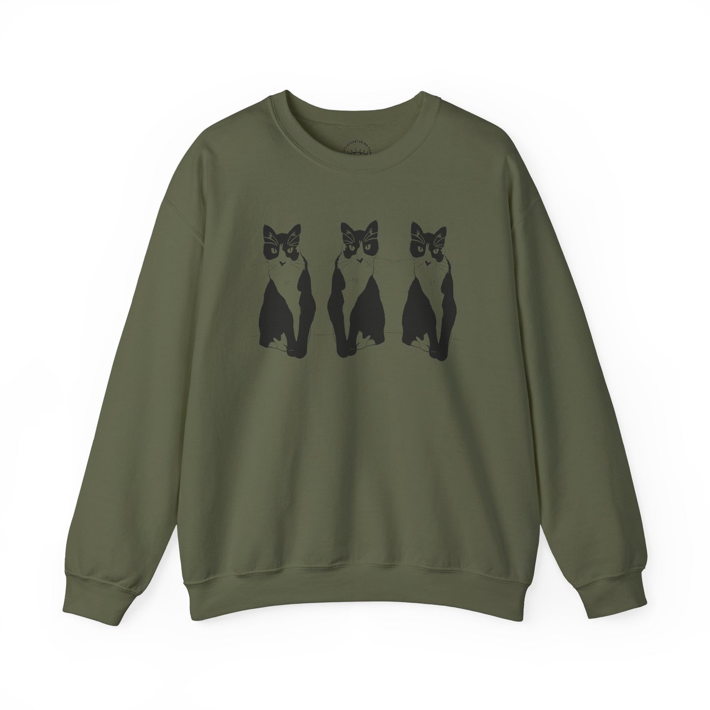Cat x3 Sweatshirt (Transparent Style Cat) - Cat Drawing Sweatshirt