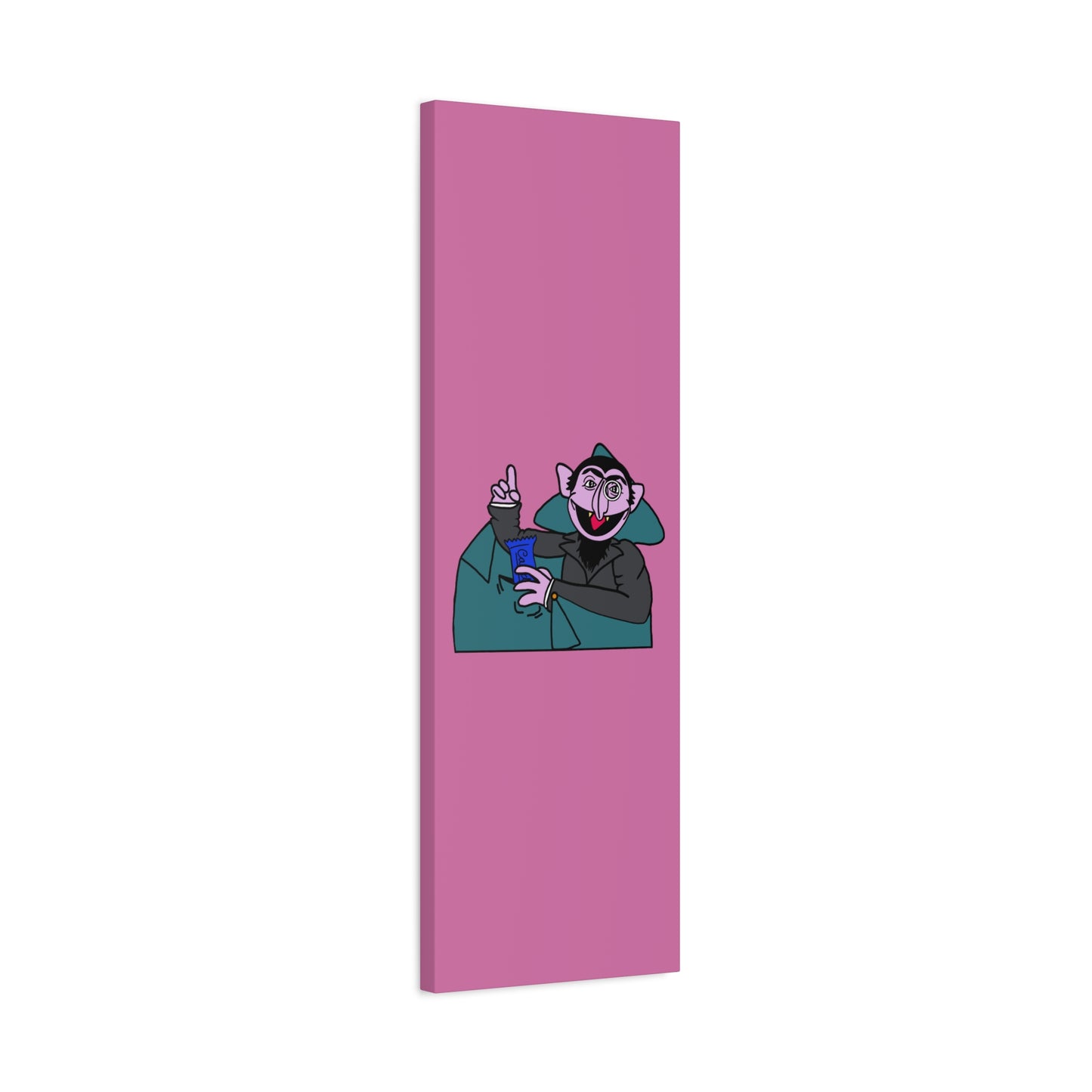 The Count Stealing Candy Canvas Print Light Pink - Sesame Street The Count Parody Art
