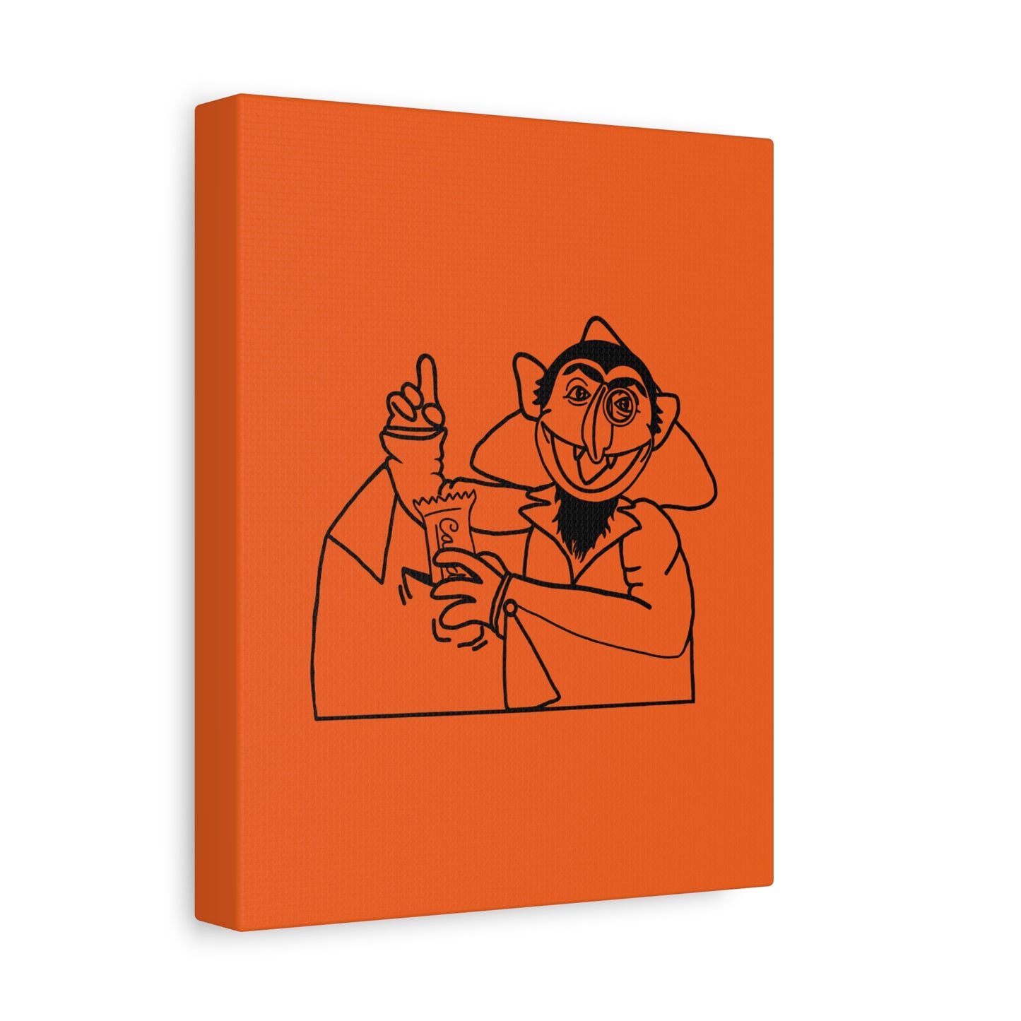 The Count Stealing Candy Outline Canvas Print Orange - Sesame Street The Count Parody Art Print