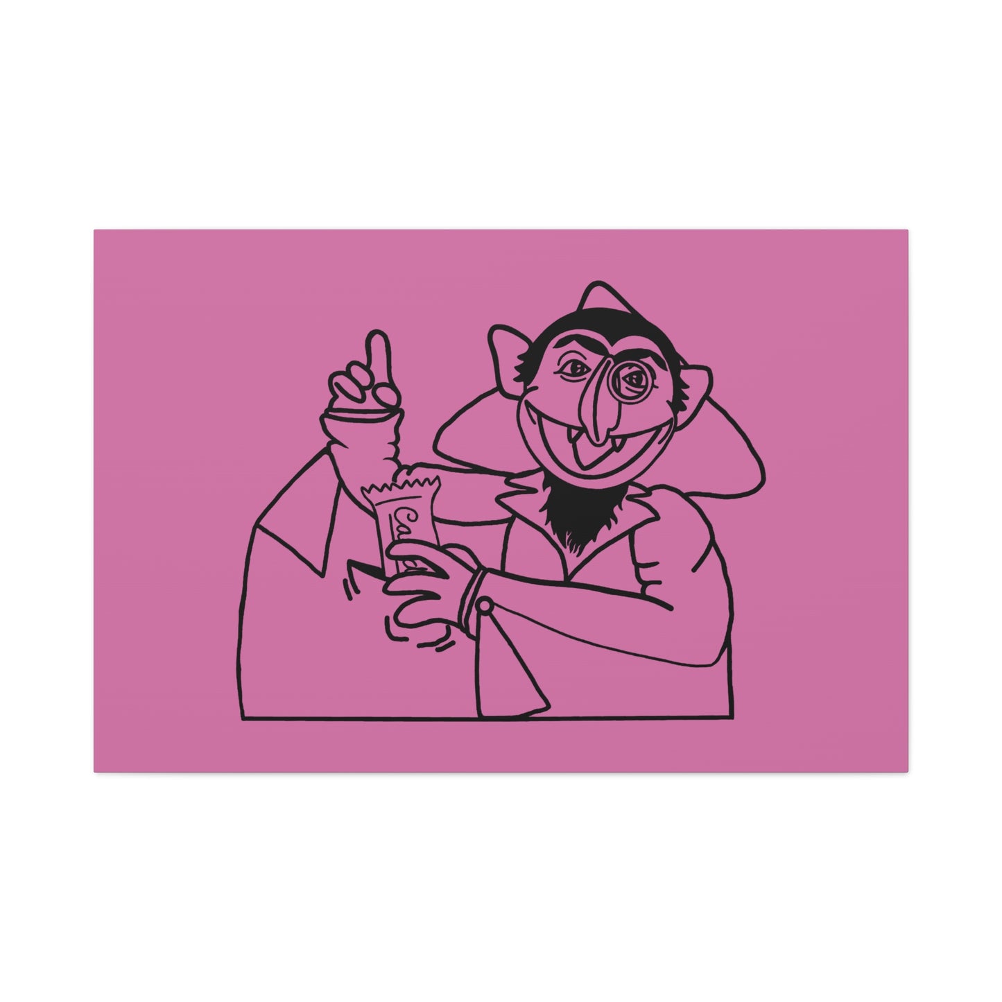 The Count Stealing Candy Outline Canvas Print Light Pink - Sesame Street The Count Parody Art