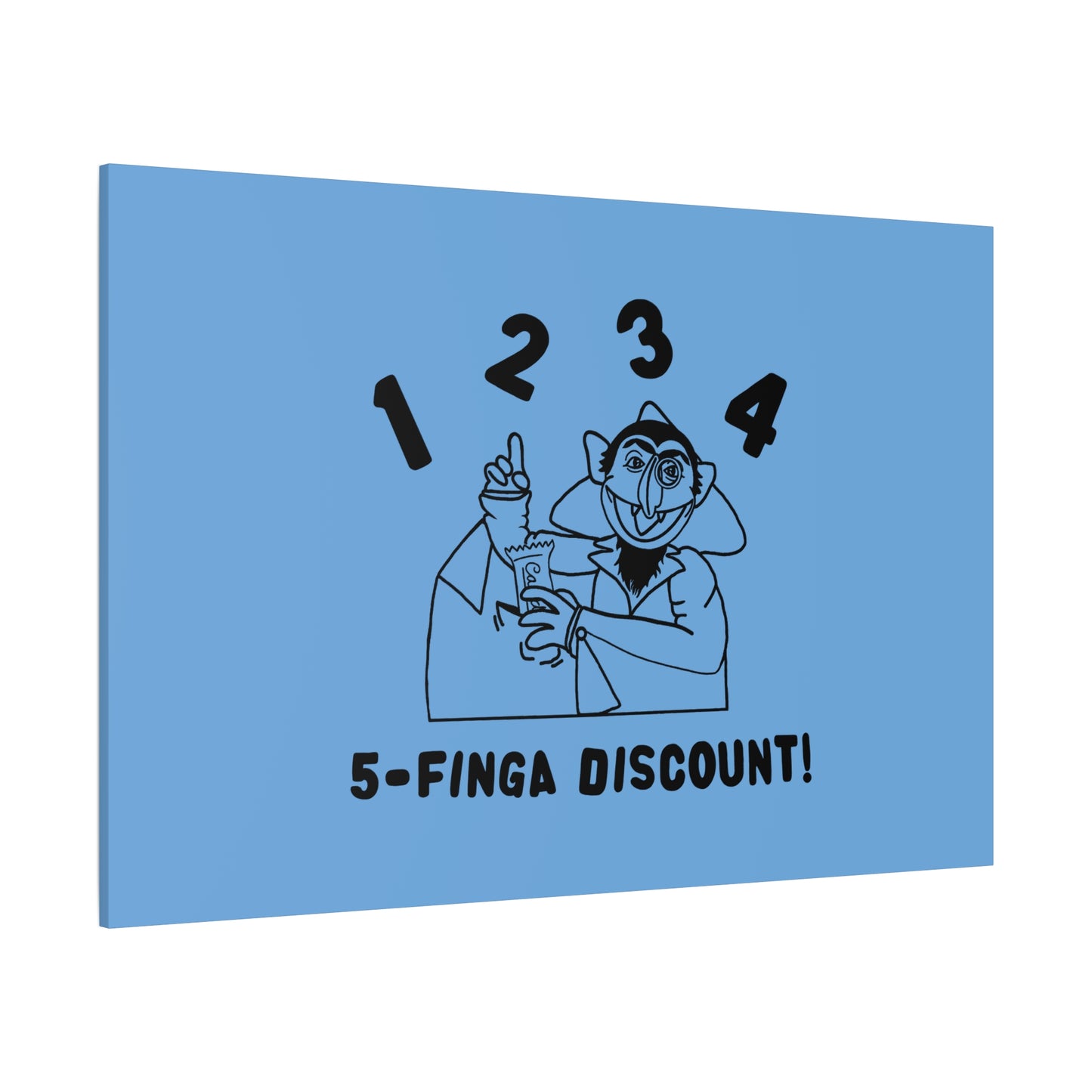 Five Finger Discount Outline Canvas Print Light Blue - Sesame Street The Count Parody Art Print
