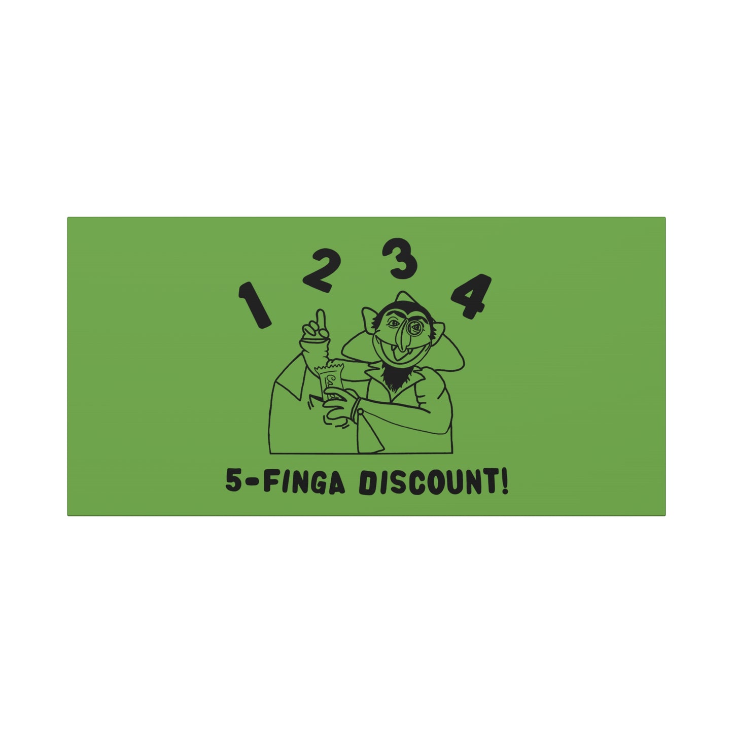 Five Finger Discount Outline Canvas Print Green - Sesame Street The Count Parody Art Print